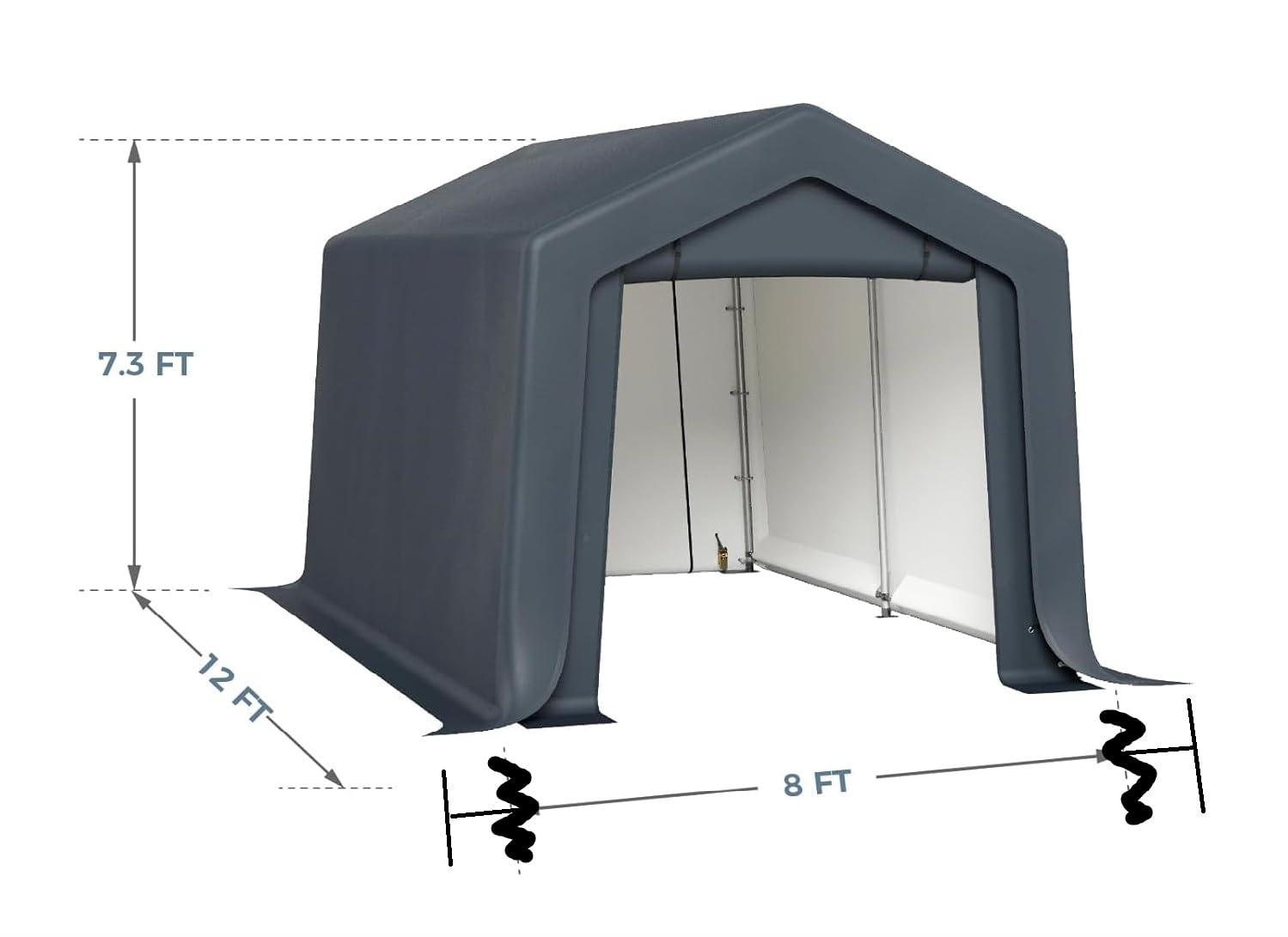 GREEN PARTY Carport, 13'x24' Extra Large Heavy Duty Carport with Roll-up Windows, Waterproof & 12 Legs Car Canopy Portable Garage Shelter with Removable Sidewalls & Doors for Car, Truck, SUV, Boat customer photo 2