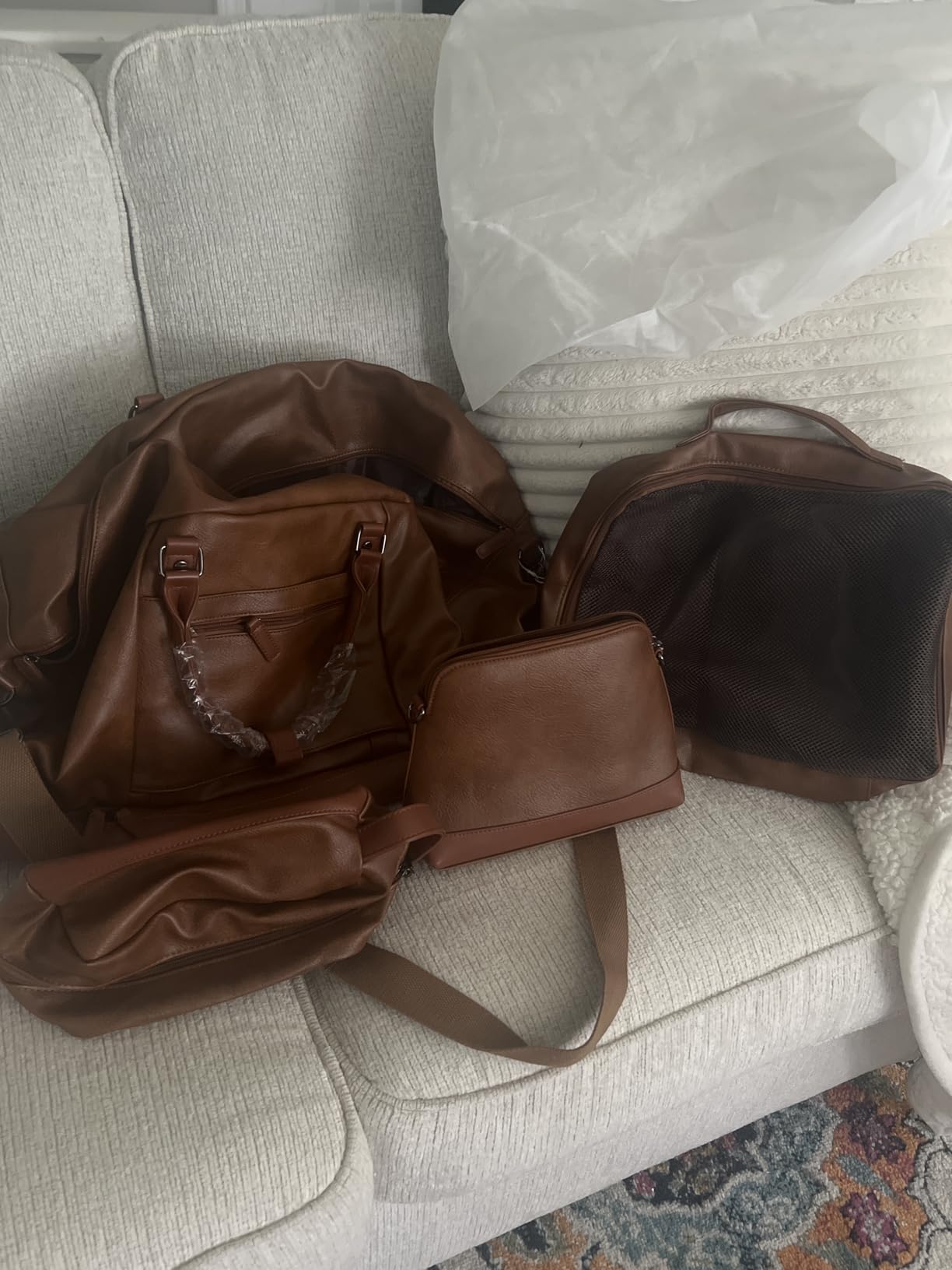 Large 3-in-1 Leather Duffle Bag for Travel Weekender Overnight Hospital Gym Bag for Men & Women, Carry On Airline Approved customer photo 1