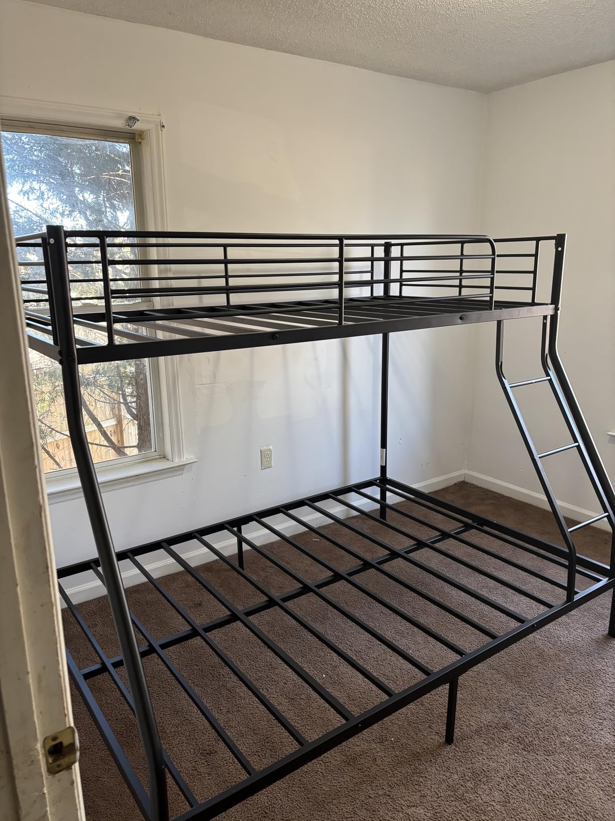 Bunk Beds Twin Over Full Size, Enhanced Safety & Stability | Heavy Duty Metal, 400+450lbs Capacity, Angled Ladder, No Box Spring Needed, Space Saving for Dorm, Apartment, Small Space, Black customer photo 1