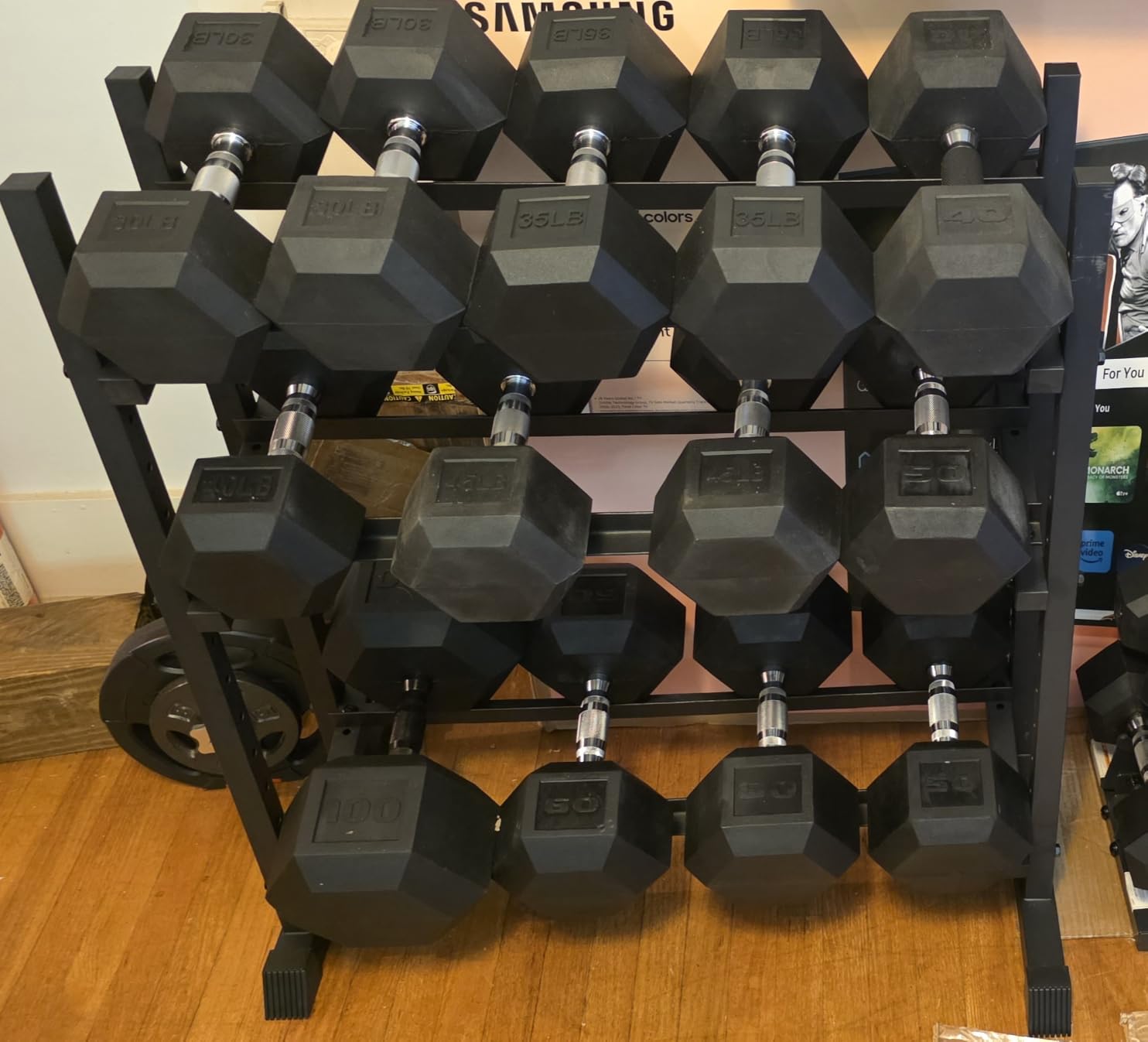 Jusgym Dumbbell Rack Stand Only, 3 Tier Adjustable Height & Angle 1100LBS H-Shaped Stable Frame, Heavy Duty Weight Rack for Home Gym customer photo 1