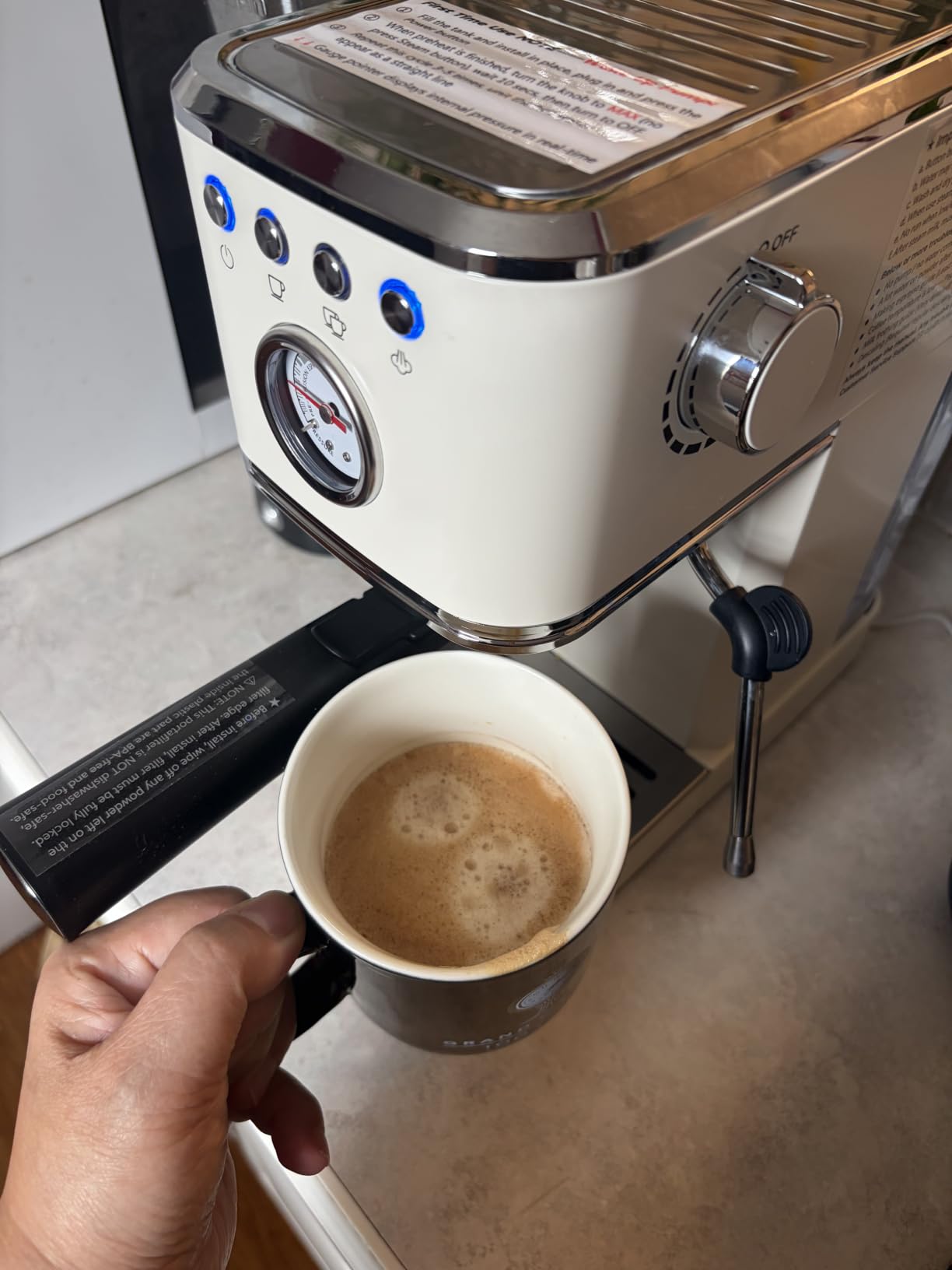 CHULUX Semi-Automatic Espresso Machine, 20 Bar Italian Pump, Professional Steam Wand, Pressure Gauge, PID Temp Control, 40oz Water Tank, Compact Espresso Maker for Home Barista customer photo 1