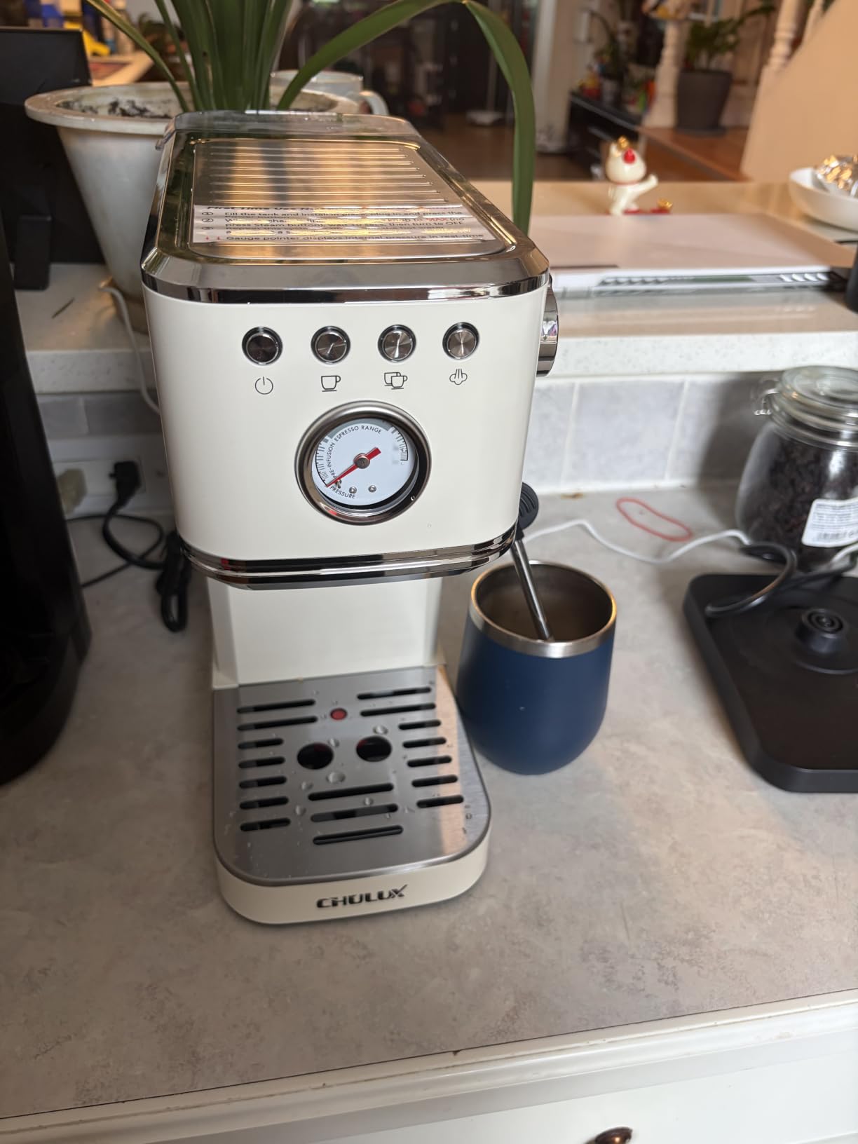 CHULUX Semi-Automatic Espresso Machine, 20 Bar Italian Pump, Professional Steam Wand, Pressure Gauge, PID Temp Control, 40oz Water Tank, Compact Espresso Maker for Home Barista customer photo 2