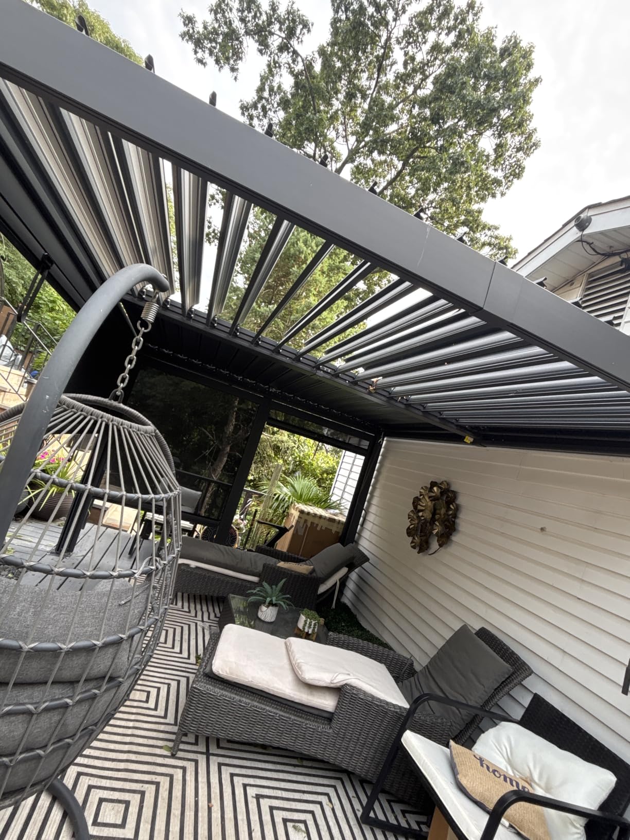 Airwire 10x12 FT Louvered Pergola with Curtains & Netting Gray | Metal Outdoor Pergolas with Adjustable Roof for Deck, Patio, and Backyard customer photo 2