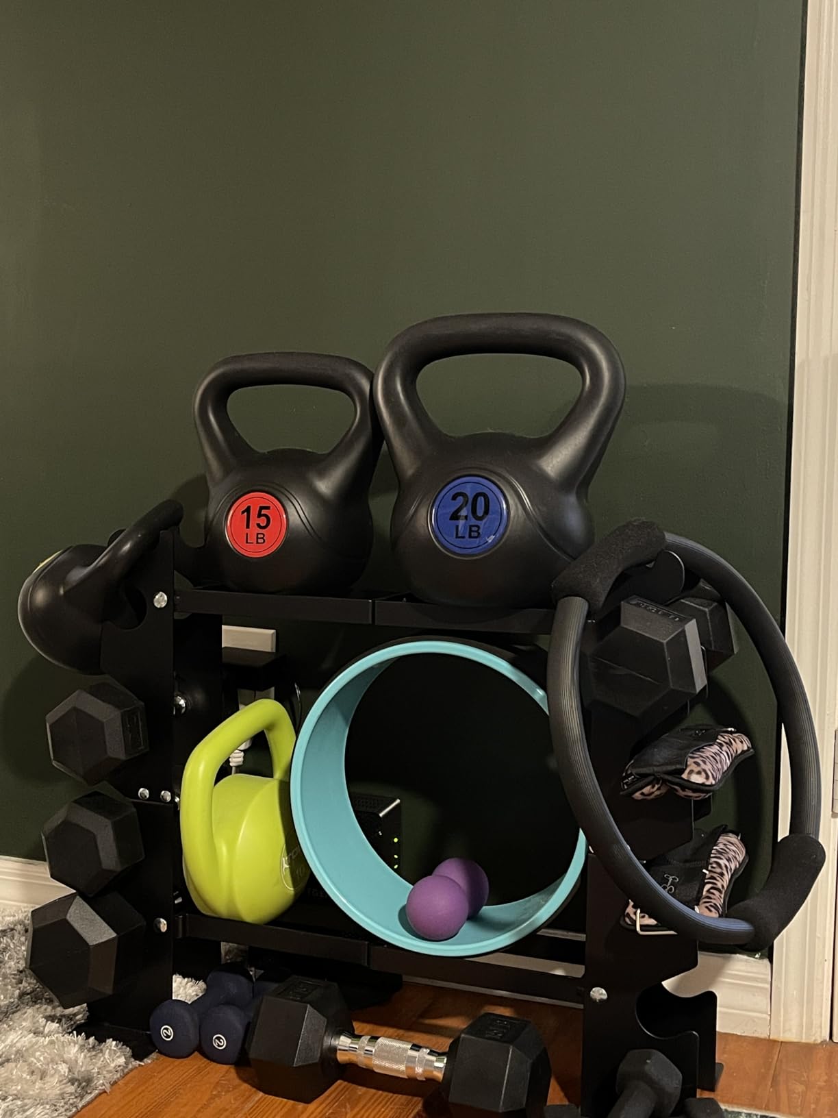 DERACY Dumbbell Rack Stand Only, 5 Tier Black Dumbbell Stand for Home Gym, Heavy Duty Steel Weight Rack Holds 8-30LB Pairs, 450LBS Capacity customer photo 2