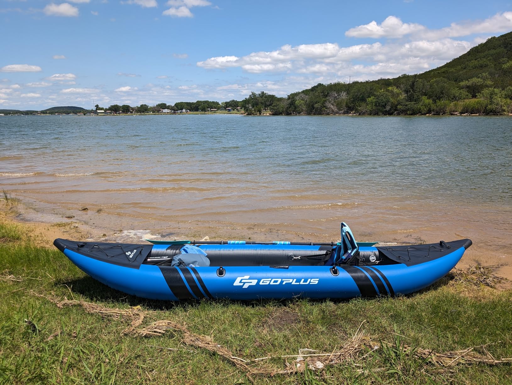 Goplus Tandem Inflatable Kayak, 12.5FT 2-Person Kayak Set for Adults | 507 LBS Weight Capacity, 2 Aluminium Oars, Padded Seat, 2 Fins, Hand Pump, Carry Bag, Repair Kit, Portable Touring Kayaks customer photo 2
