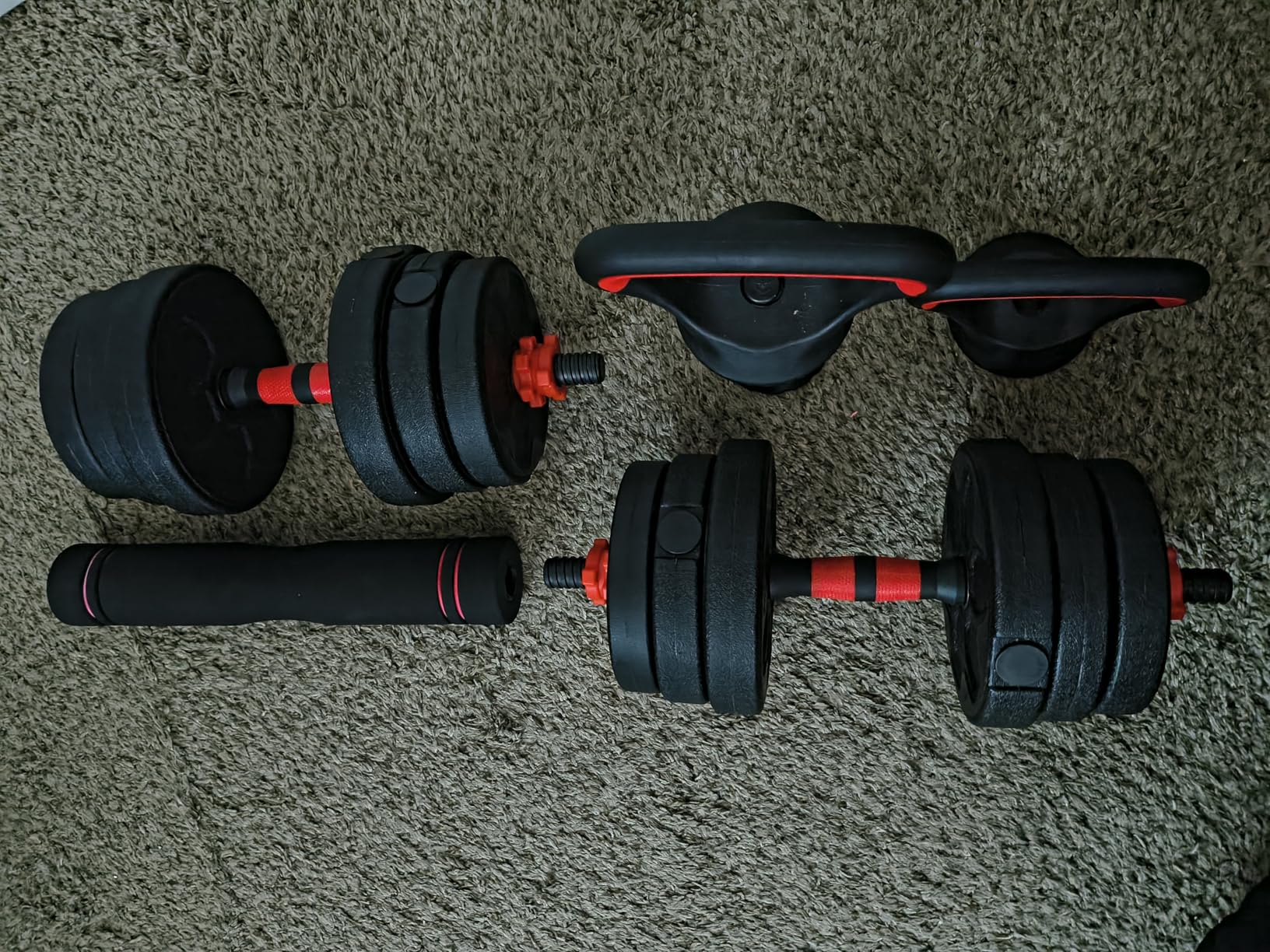 Adjustable Dumbbell Set, 20/33/45/70/90lbs Free Weight Set with Connector, 4 in1 Dumbbells Set Used as Barbell, Kettlebells, Push up Stand, Weight Set for Home Gym Suitable Men/Women customer photo 1