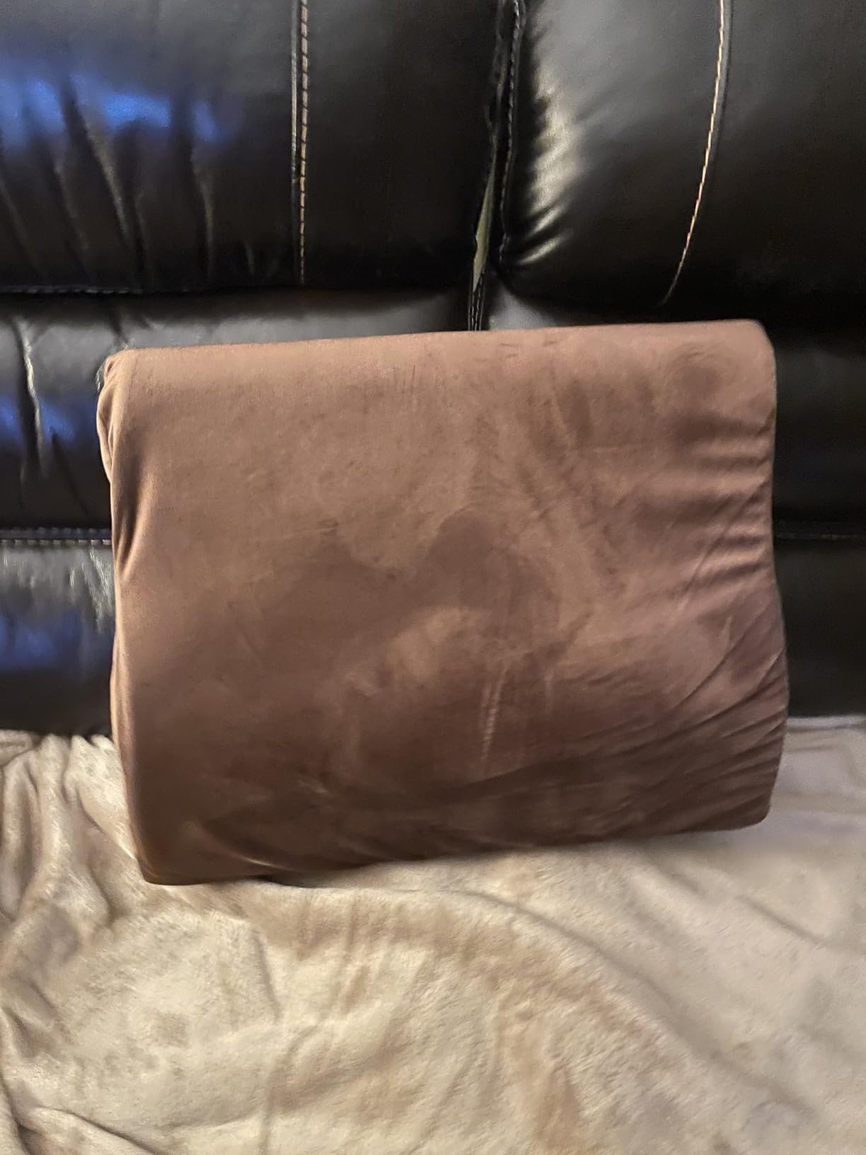 Lumbar Support Pillow for Recliner,Large Memory Foam Back Support Cushion for Sofa & Gaming Chair, Ergonomic Backrest Pillow for Elderly, Comfortable Couch Cushion with Machine Washable Cover,Gray customer photo 2