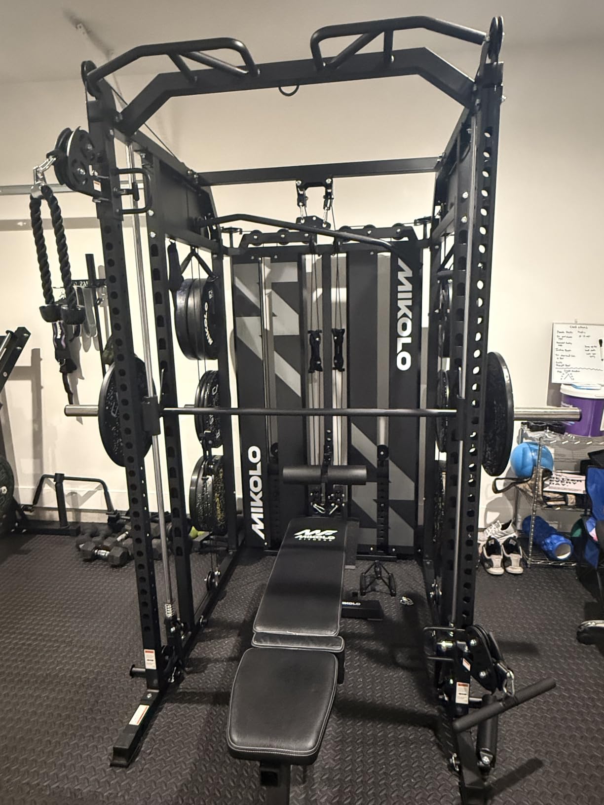 Smith Machine with Weight Stack, Power Cage Home Gym System with LAT Pulldown & Cable Crossover, Multi-Functional Trainer with Dual Pulley System, Includes 10+ Free Attachments customer photo 1