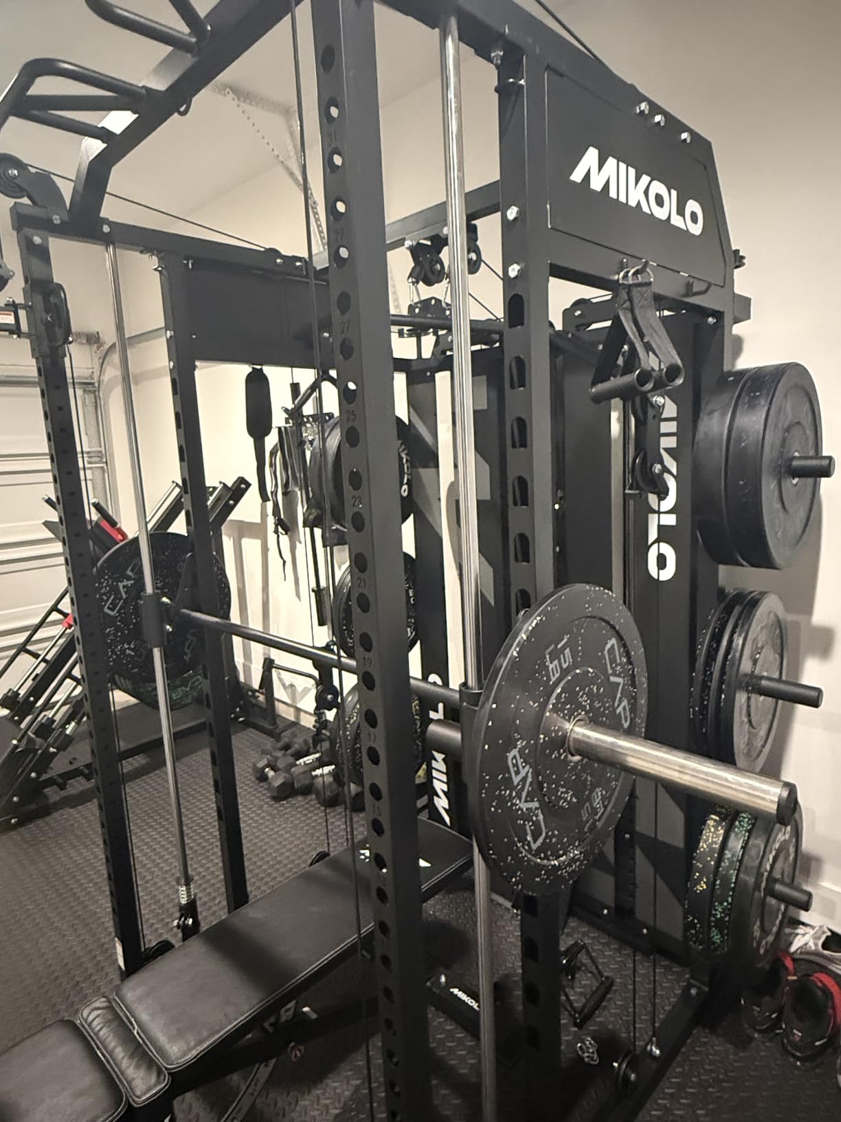 Smith Machine with Weight Stack, Power Cage Home Gym System with LAT Pulldown & Cable Crossover, Multi-Functional Trainer with Dual Pulley System, Includes 10+ Free Attachments customer photo 2