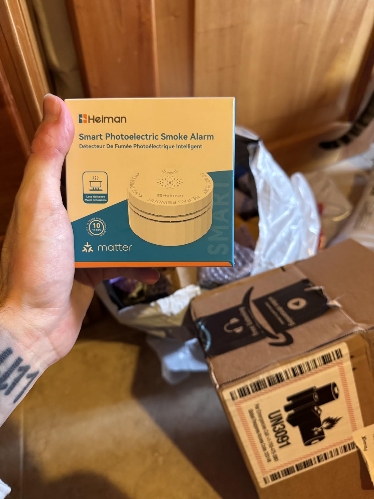 Heiman Matter Smoke Detector, Smart Smoke Alarm, Real-Time Notification | UL217-10th Certified, Battery Powered, Small Mini Photoelectric Fire Alarm Compatible with SmartThings, Home Assistant, S1-M customer photo 1
