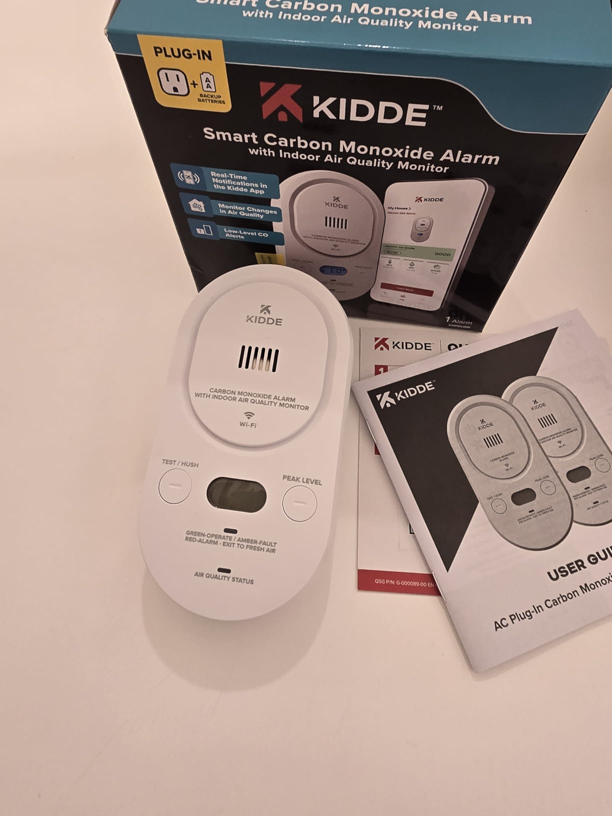Kidde Smart Carbon Monoxide Detector & Indoor Air Quality Monitor, Plug-in with AA Battery Backup, Real-Time Notifications, 2.4 GHz Wi-Fi Enabled, Rotating Plug, 85 dB Alarm, 5th Edition, COPDLQW customer photo 2