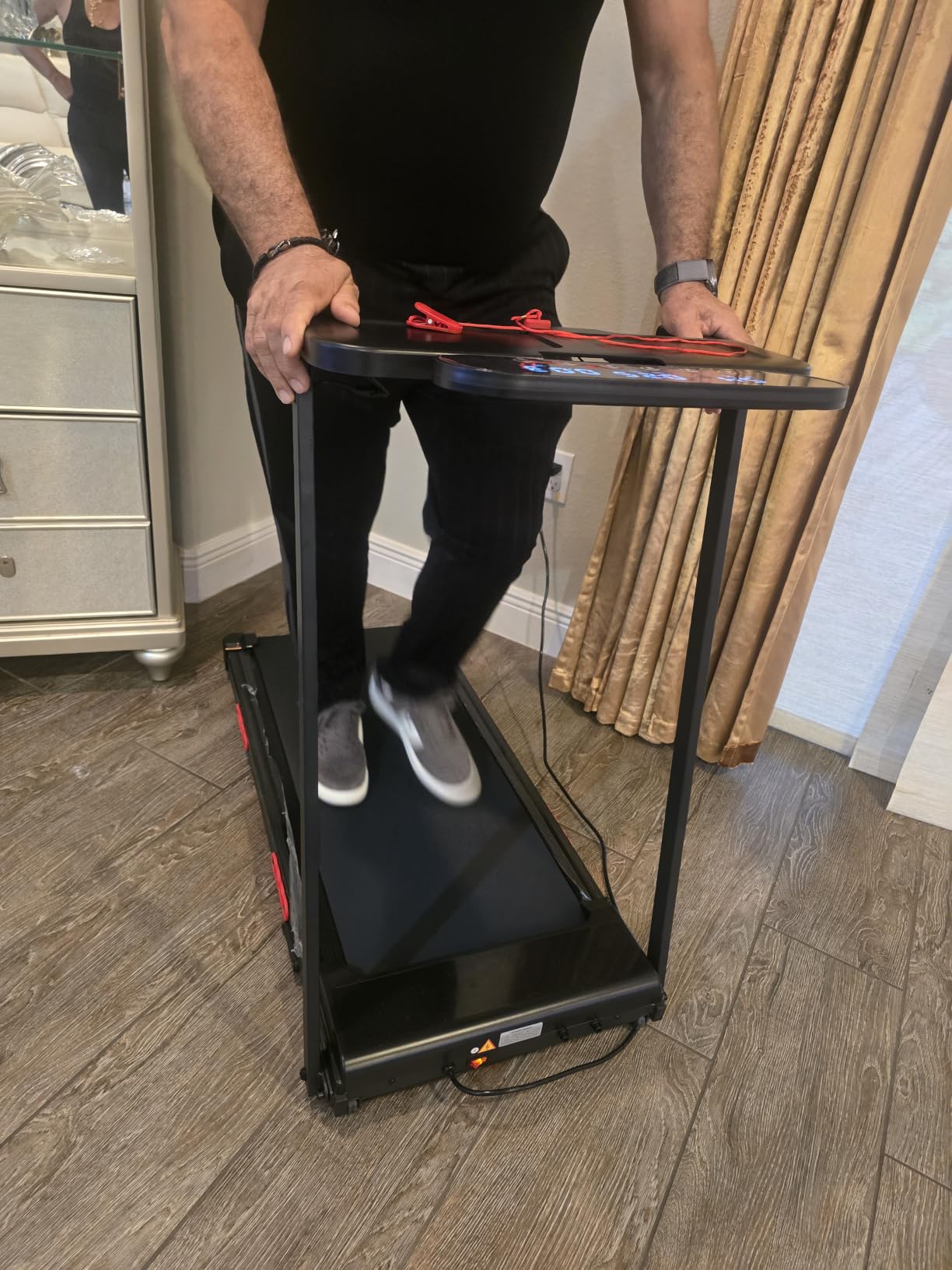 MCRG Portable Walking Pad Treadmill with Handle Bar Incline for Home Small | 3.5HP Electric Walking Pad Treadmill with Incline, Compact Mini Treadmill with Handles for Exercising, 0.6-10MPH, 400LBS customer photo 2