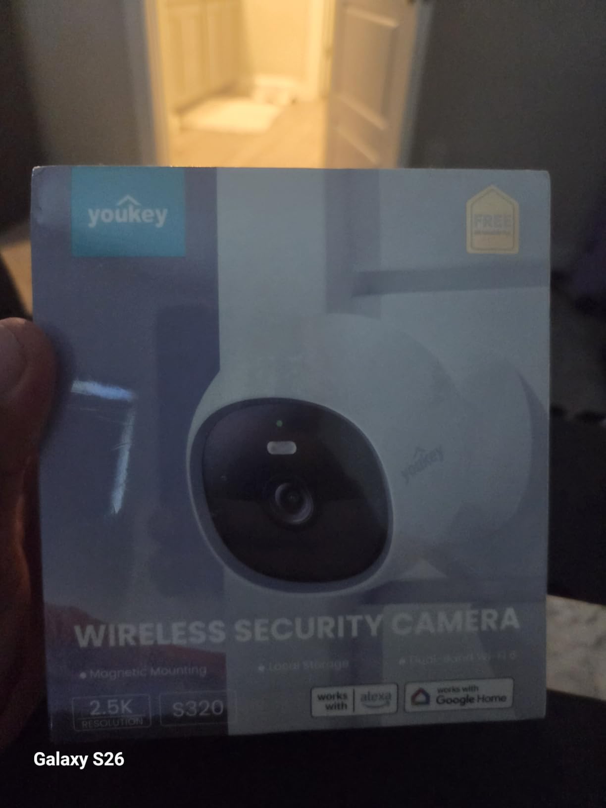 youkey Magnetic Indoor Security Camera Wireless, 2K Battery Powered Camera, No Subscription, Built-in 8GB Storage, Wire-Free for Renters, Compatible with Alexa & Google, Pet/Baby Monitor(S320) customer photo 1
