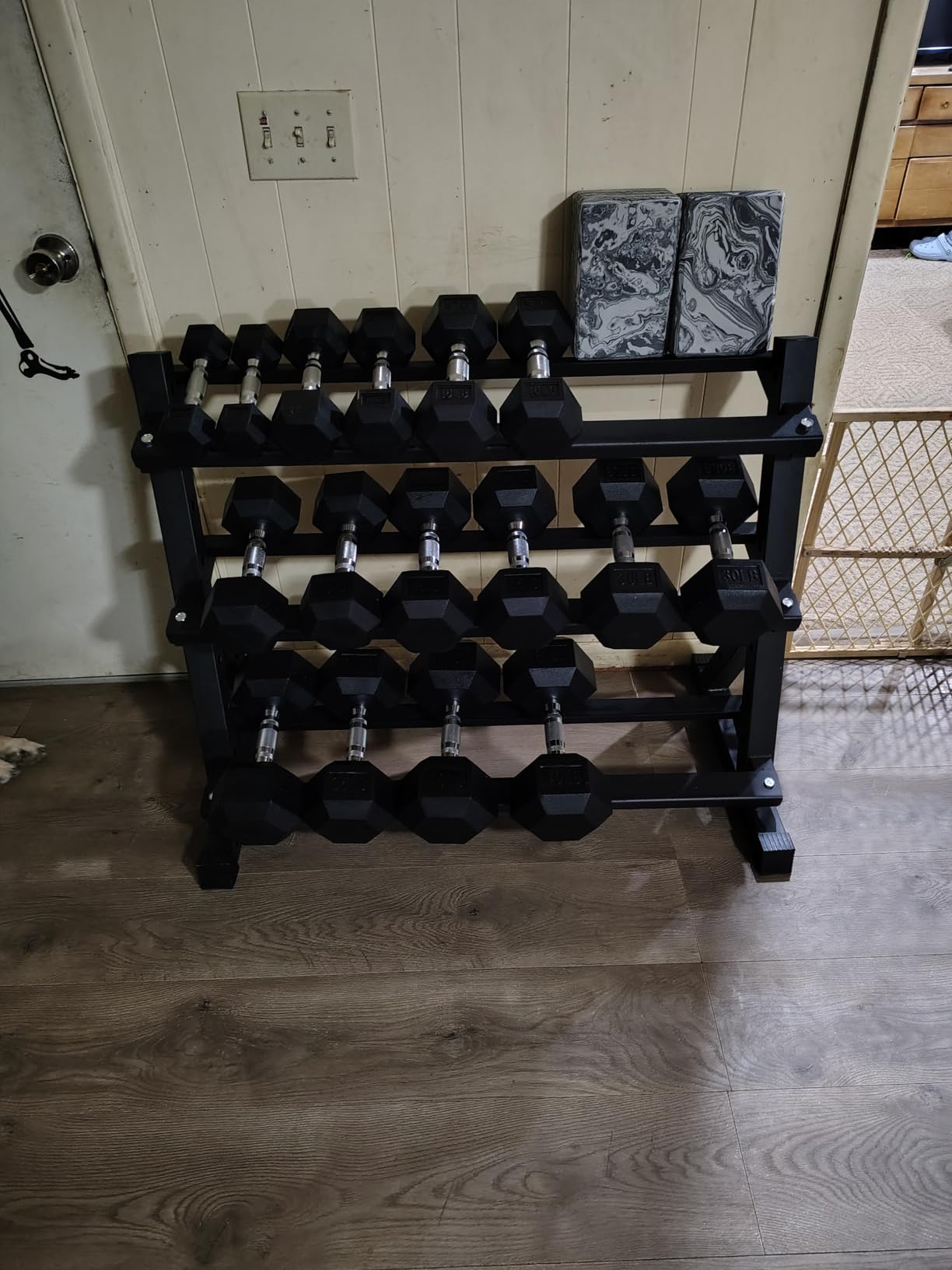 HANDBODE Rubber Coated Hex Dumbbell Set with Rack, 300-840 lb | Fixed Weights Sets with Heavy Duty Storage Stand, Multiple Weight Options Home Gym Equipment for Strength Training customer photo 1