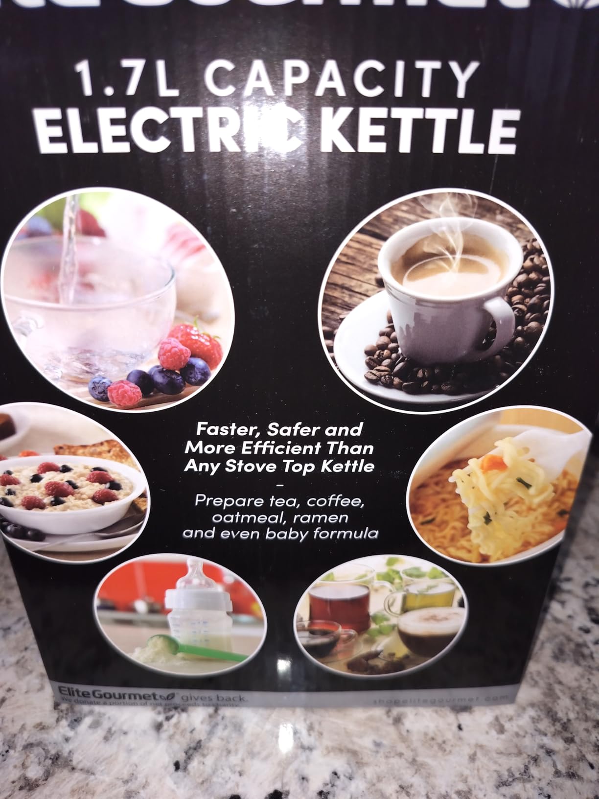Elite Gourmet EKT1792M 1.7L Glass Electric Kettle, Blue LED, 7.2 Cups, Auto Shut-Off, Boil-Dry Protection, 360 Cordless Base, Rapid Boil, Hot Water for Tea Coffee Oatmeal customer photo 2