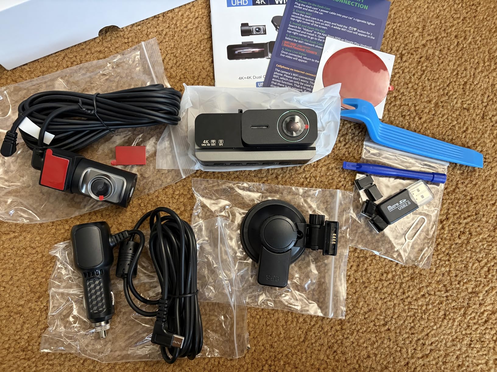 4K+4K Dash Cam Front and Rear, Free 128GB Card Included, 5.8GHz WiFi-20MB/s Fast Download, Dash Camera for Cars with Accurate GPS, G-Sensor, WDR Night Vision, 3.39