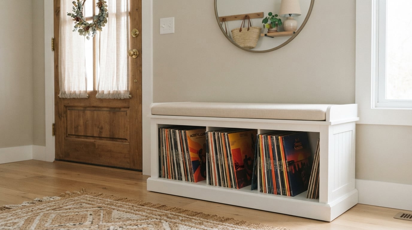 Best record storage benches for entryways