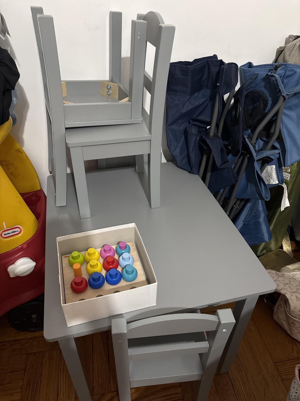 Humble Crew Kids Wooden Table and 4 Chairs Set, Natural/Primary - Kids Table and Chair Set for Toddlers and Children for Arts, Crafts, and Snack Time - Sturdy, Durable Toddler Activity Table customer photo 1