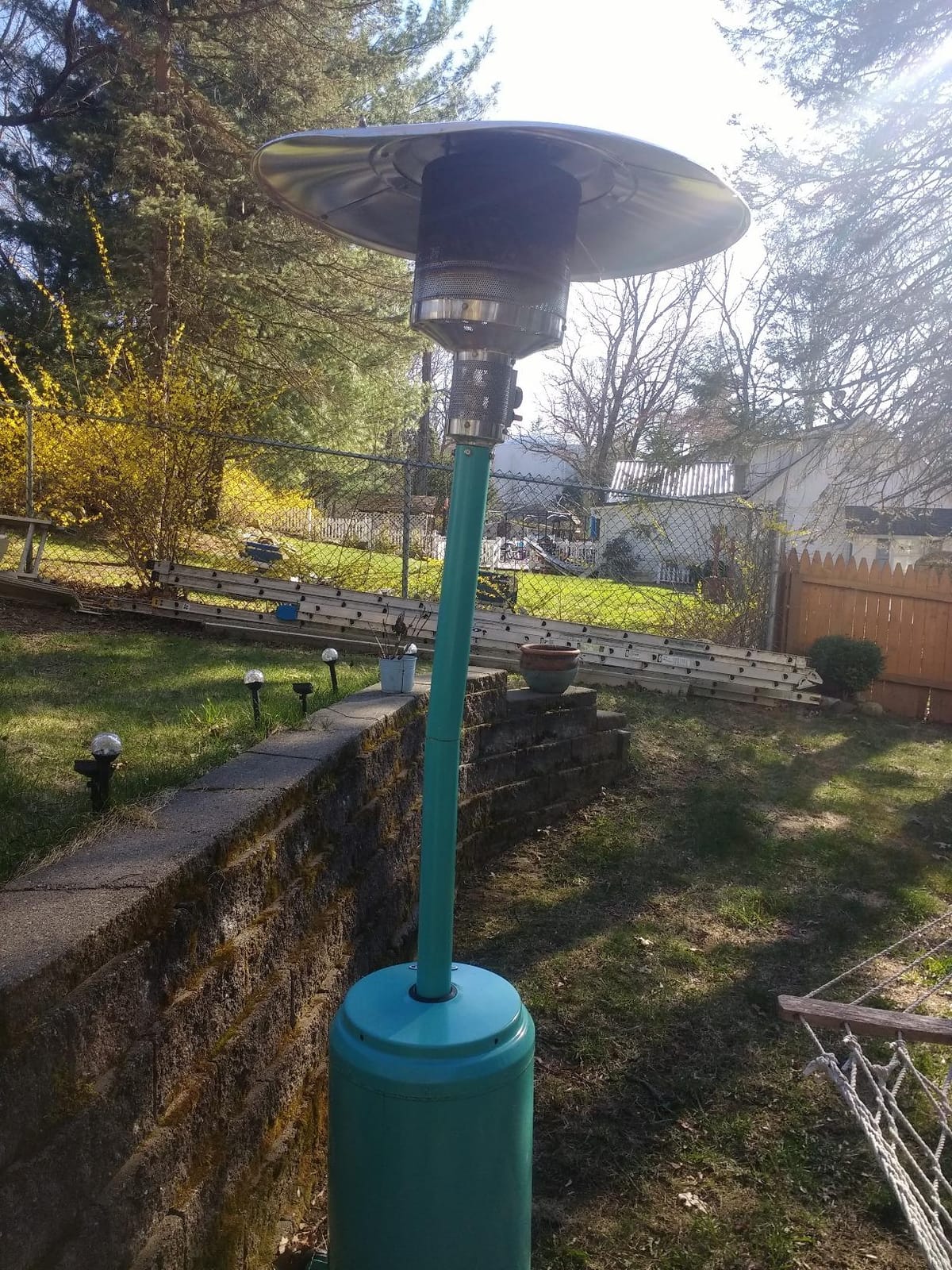 Fire Sense 61130 All Seasons Patio Heater With Wheels 48,000 BTU Output Electronic Ignition System Portable Outdoor Propane Heater Patio Heater - Aqua Blue customer photo 2