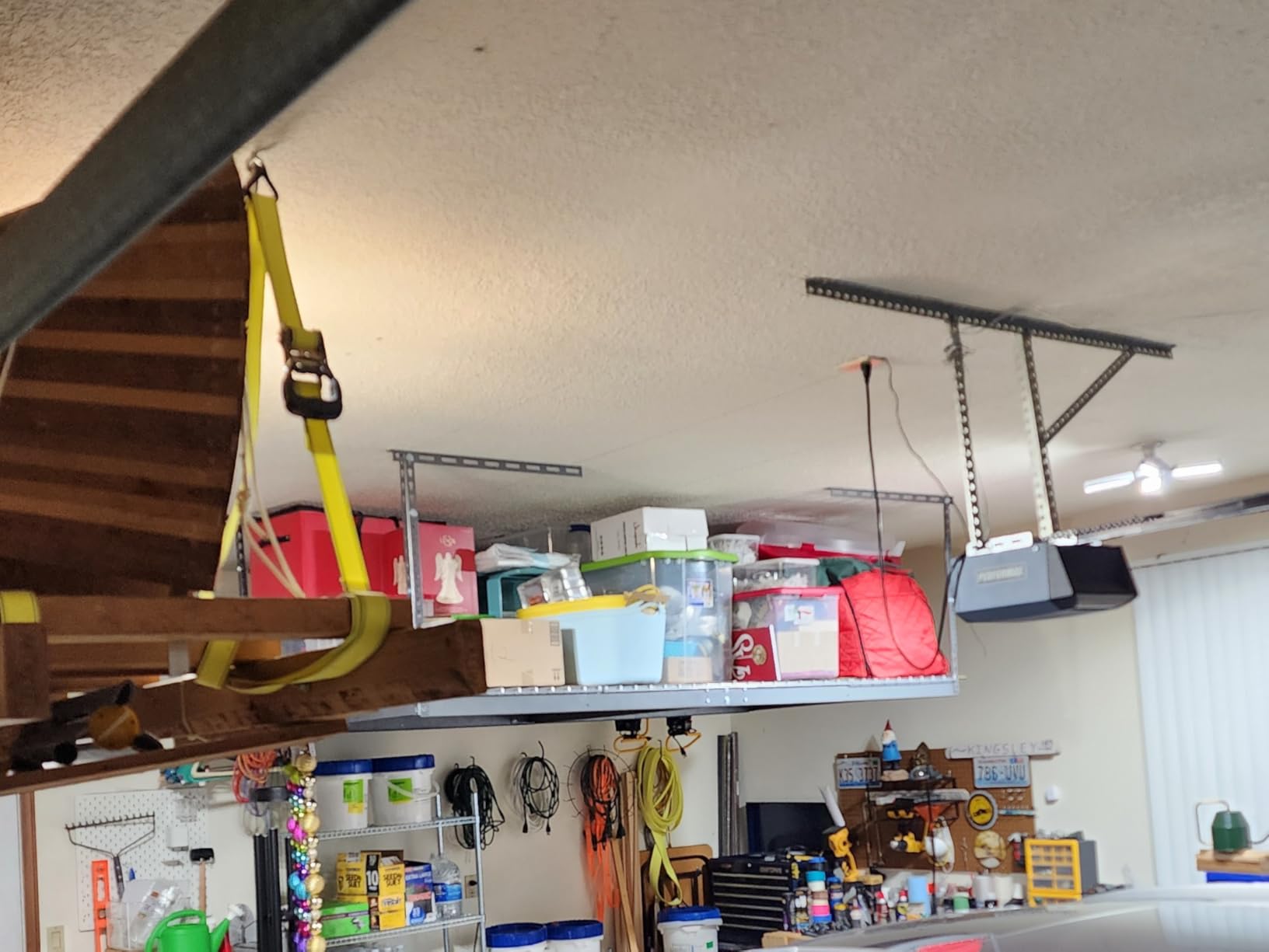 MonsterRax Overhead Garage Storage Rack - 4 x 8 Ceiling Racks for Garage, Organization Shelving, Hanging Shelf, Grey, 24