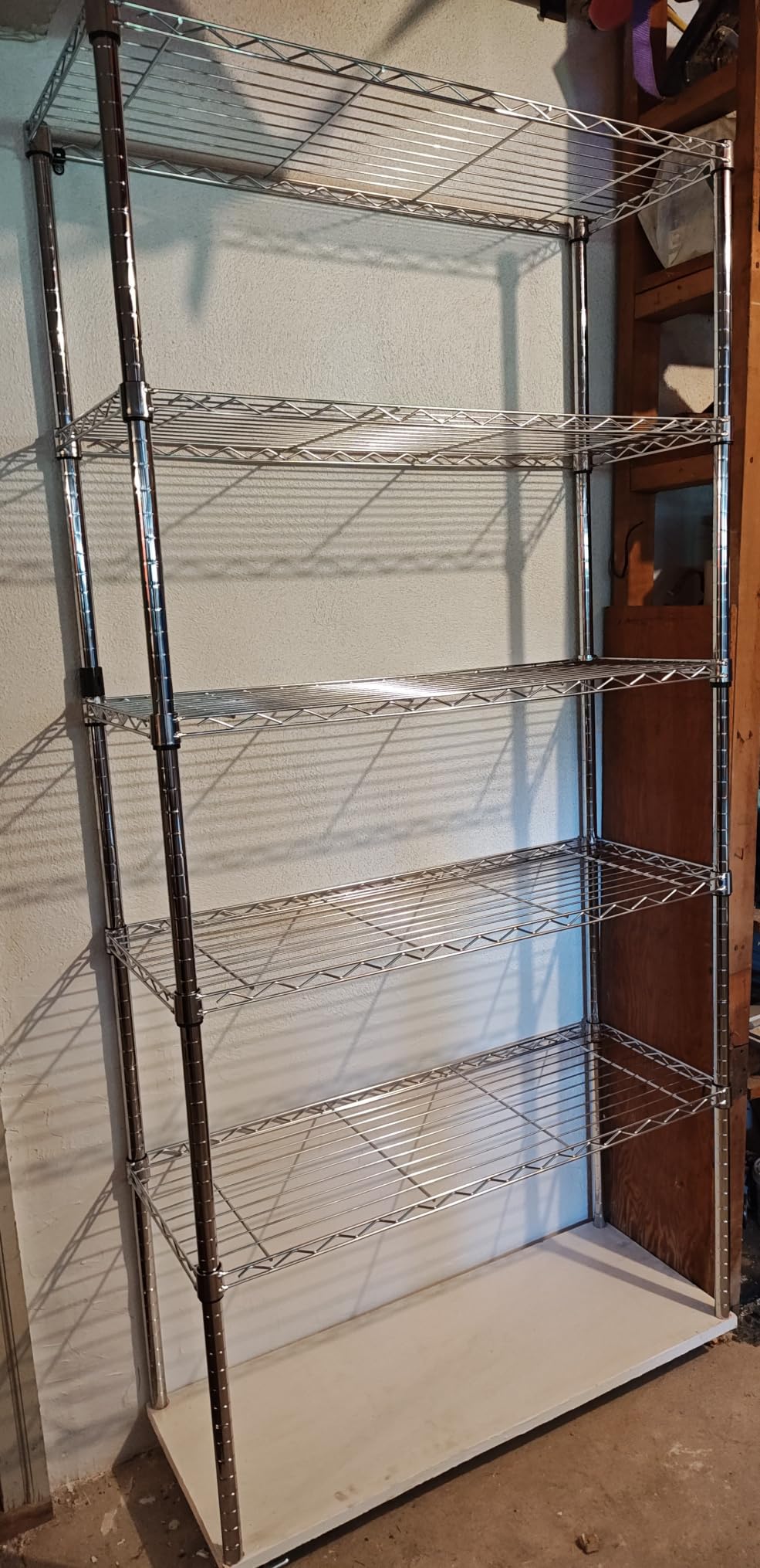 amazon basics 4-shelf adjustable heavy duty steel wire rack storage shelving, sturdy garage shelving, 350 lbs capacity per shelf, easy no-tool assembly, 36