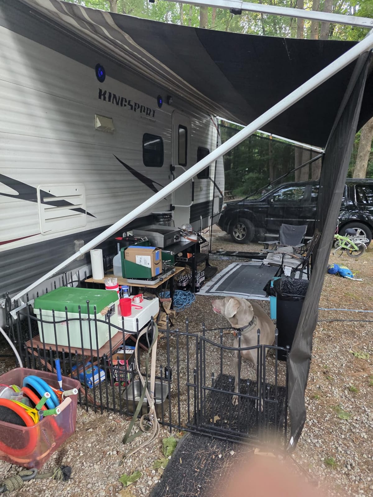 RV Awning Mesh Sun Shade Screen for Motorhome Camper Trailer Sunshade | Fit 16' Awning, Premium Breathable Sunscreen, UV Blocker, Easy Install Kits, No Zipper, 3 Year Warranty, 7'X15'3'' Black customer photo 1
