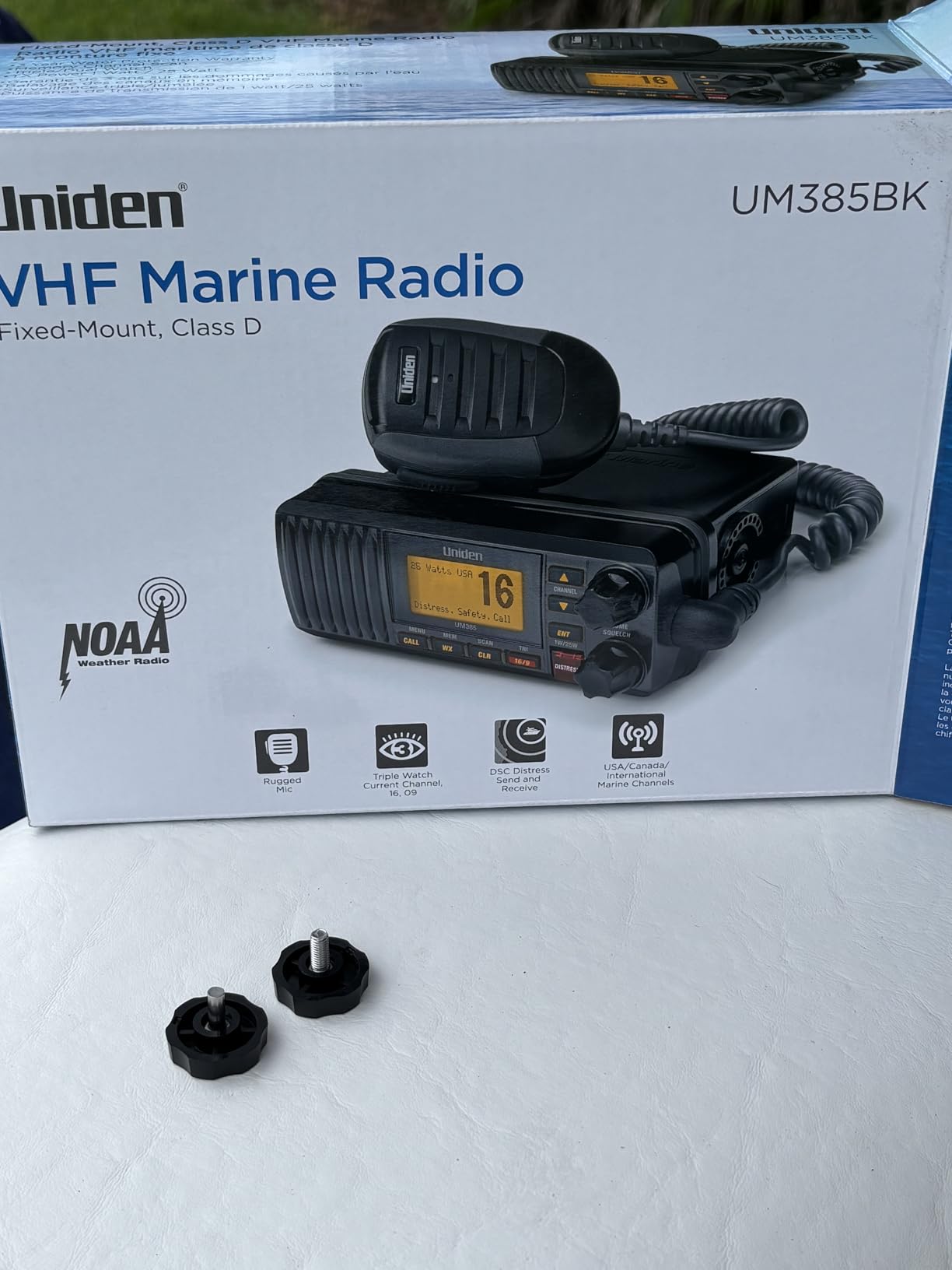 Uniden UM385BK 25 Watt Fixed Mount Marine VHF Radio, Waterproof, Noaa Weather Alert, All USA/Intl/Canadian Marine Channels customer photo 2