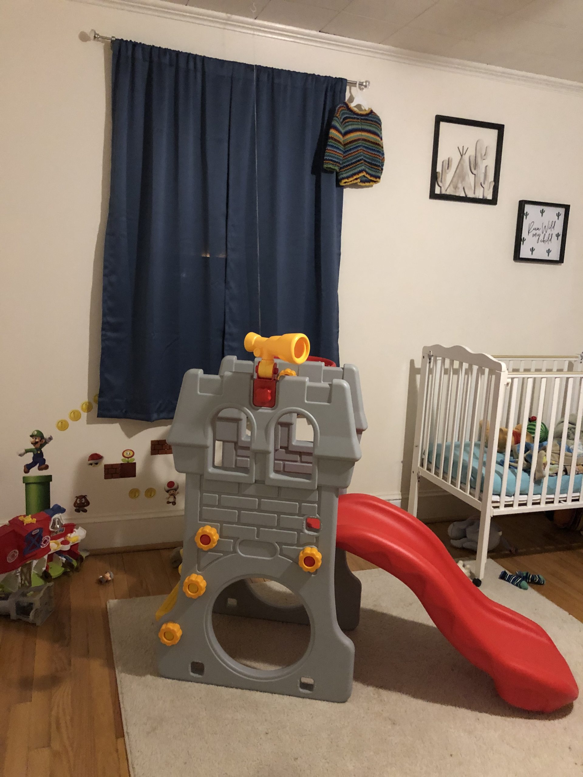 Costzon Toddler Slide Playground Climber Set, 5 in 1 Slide for Kids with Basketball Hoop, Telescope, Crawl Through Space, Easy Climb Stairs, Kids Large Slide Playset Gift for Both Indoor Outdoor Use customer photo 2