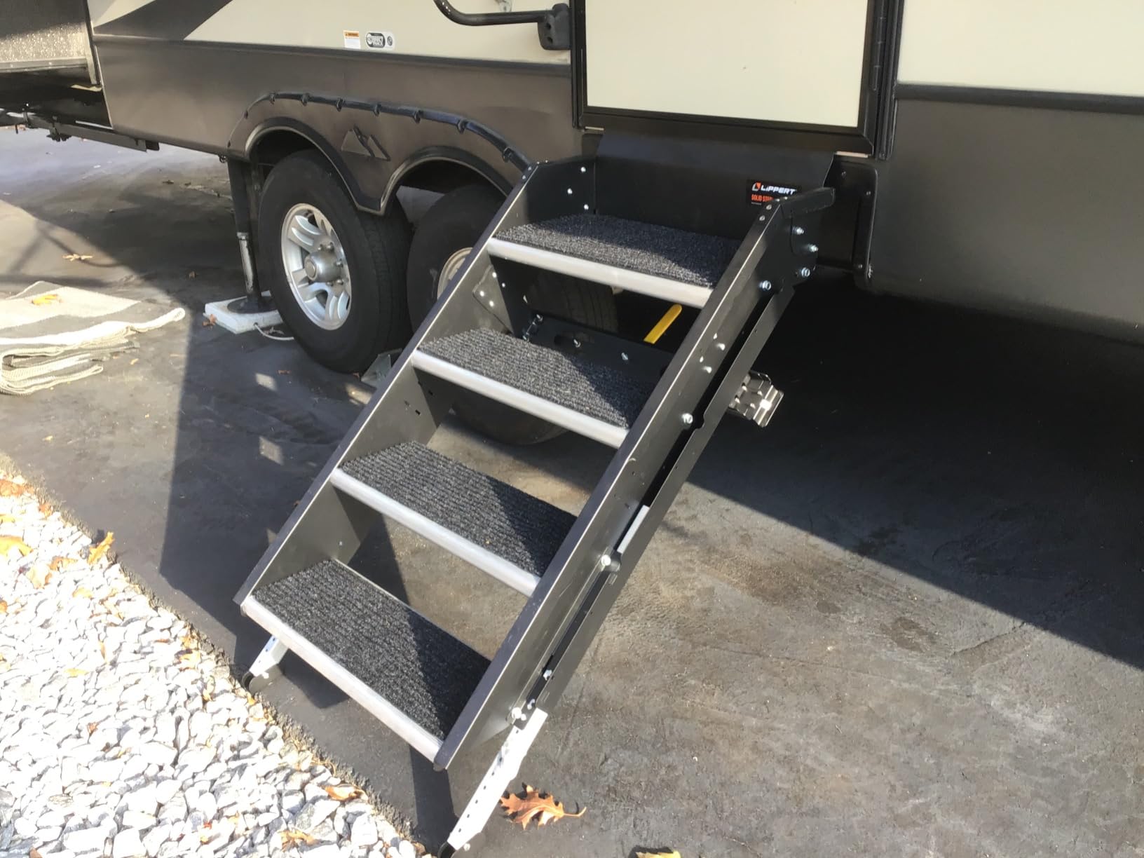 Lippert Components Solid Step Quad Step for RV and Travel Trailer Entry Doorway, 30 inch -791575 , Black customer photo 1