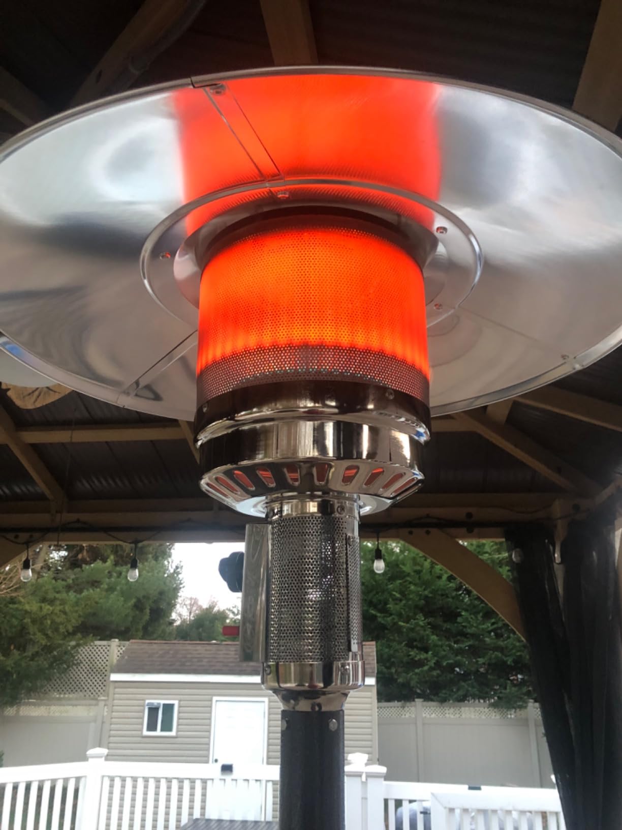 Tangkula 50,000 BTU Propane Patio Heater with Wheels, Outdoor Heaters for Patio with Shelf Tabletop, Stainless Steel Burner, Auto Shut Off & Tip-Over Protection, Portable Patio Heaters for Outdoor Use customer photo 1