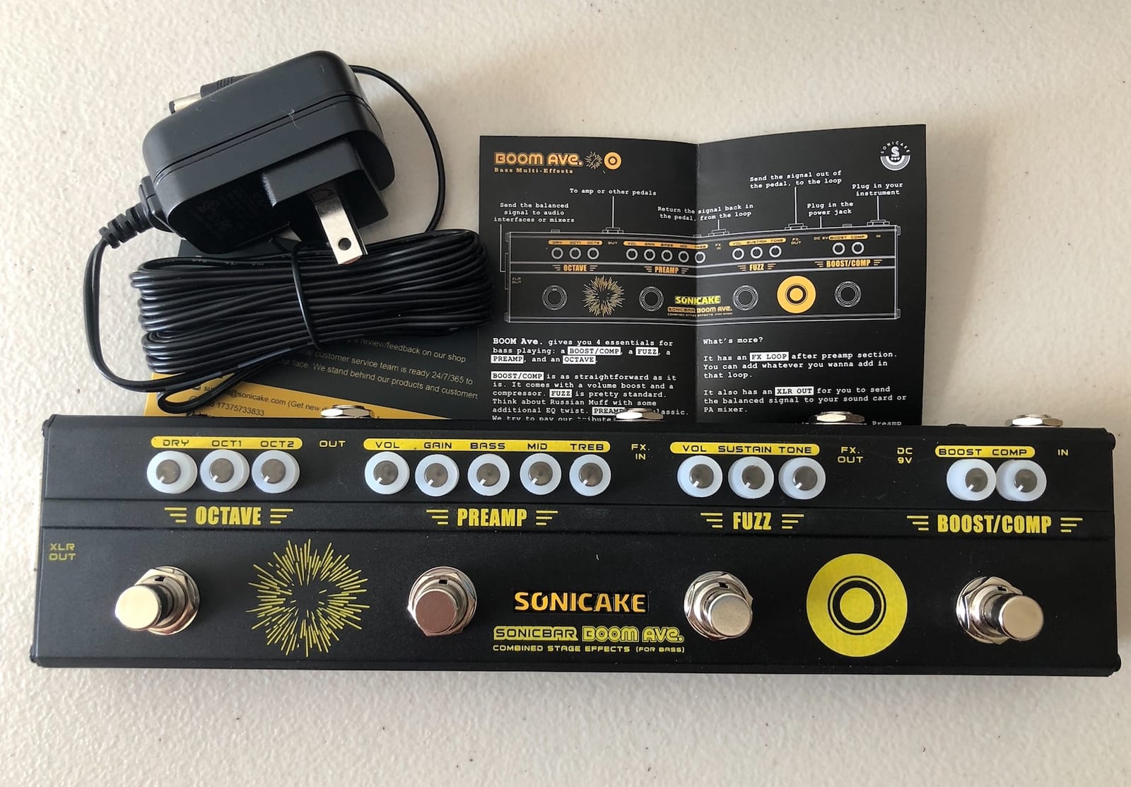 SONICAKE Bass Effects Pedals Multieffect Preamp Compressor Boost Fuzz Octave Multi Effects Pedal Boom Ave With FX Loop customer photo 1