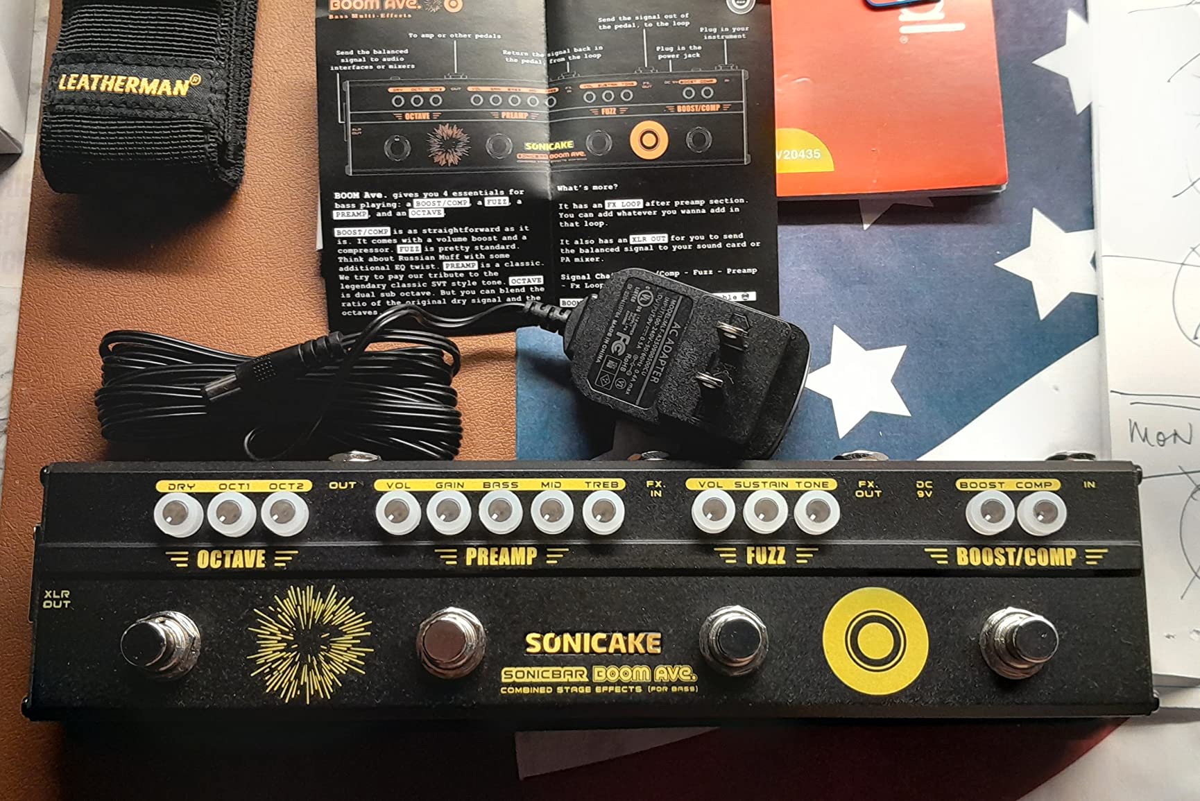 SONICAKE Bass Effects Pedals Multieffect Preamp Compressor Boost Fuzz Octave Multi Effects Pedal Boom Ave With FX Loop customer photo 2