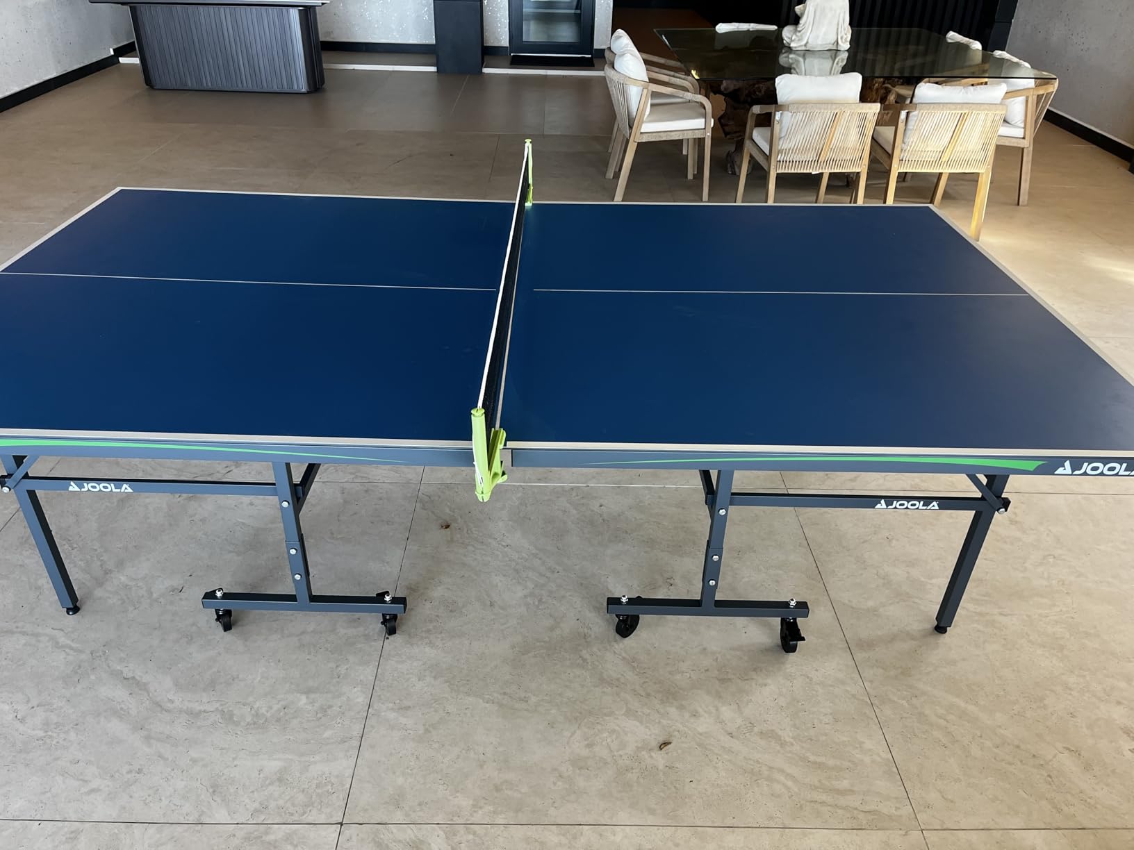 JOOLA Outdoor Table Tennis Table - Multi Use Conference Table Dining Table - Concrete Wood Look Includes Steel Outdoor Ping Pong Net Set customer photo 2