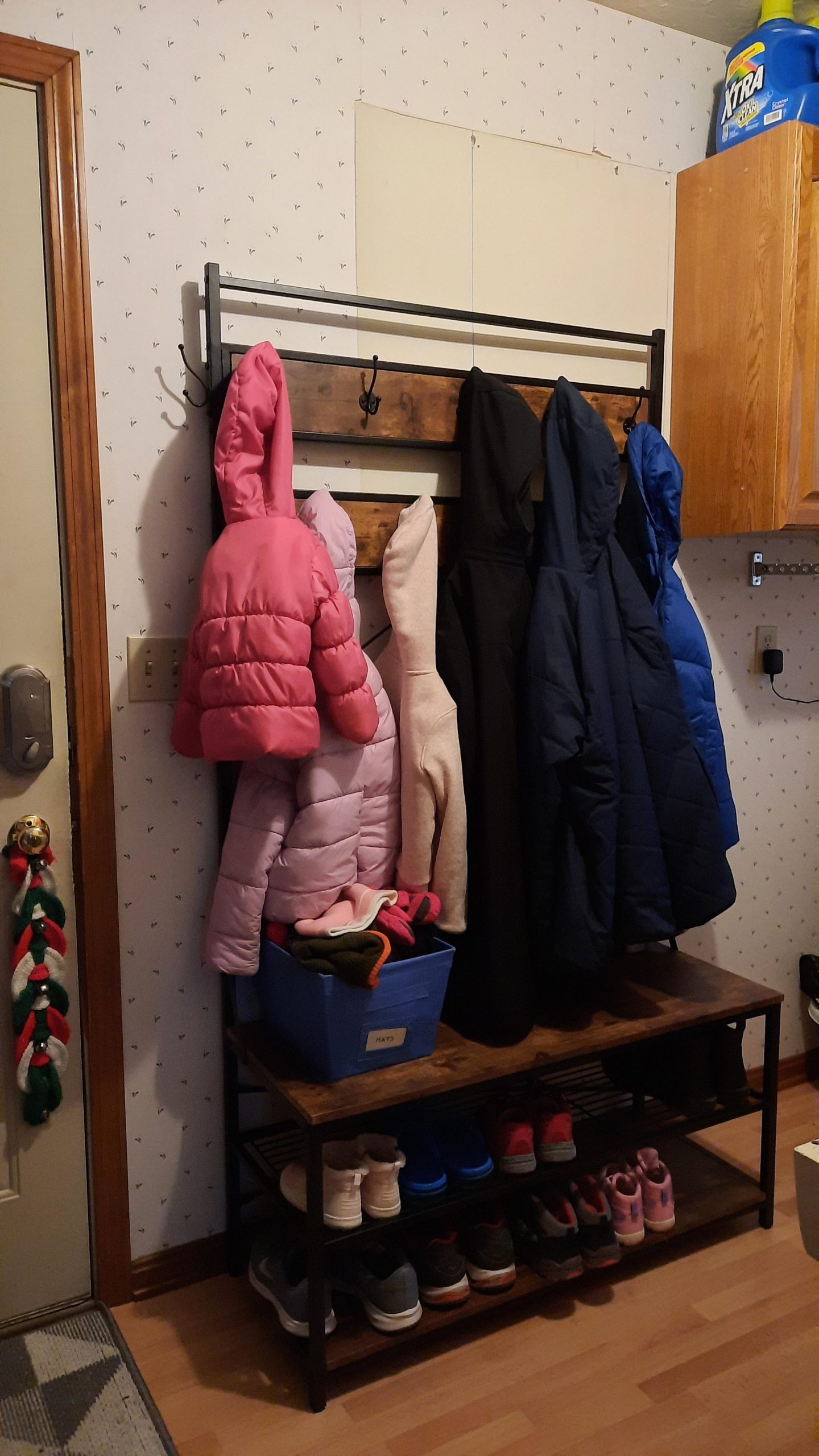 3-in-1 Entryway Coat Rack,Vintage Industrial Hall Tree 72 Inch with Storage Bench and Coat Racks Entryway Storage Shelf Organizer with 9 Hooks, Large Size, Wood Look Accent Furniture with Metal Frame customer photo 1