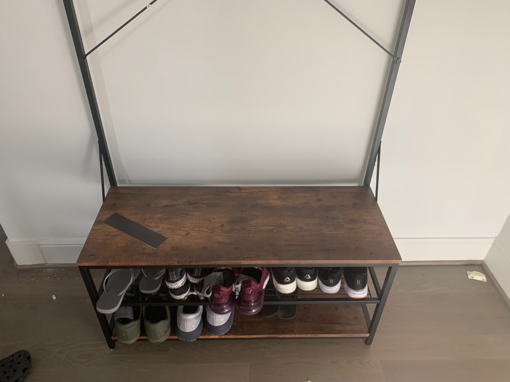 3-in-1 Entryway Coat Rack,Vintage Industrial Hall Tree 72 Inch with Storage Bench and Coat Racks Entryway Storage Shelf Organizer with 9 Hooks, Large Size, Wood Look Accent Furniture with Metal Frame customer photo 2