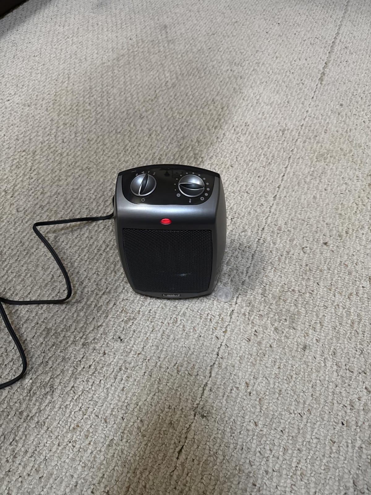 Lasko Portable Indoor Electric Ceramic Space Heater with Tip-Over Safety Switch, Overheat Protection and Thermostat, 2 Speeds, Safe for Home, 9.2 Inches, Dark Gray, 1500W, 754201 customer photo 1