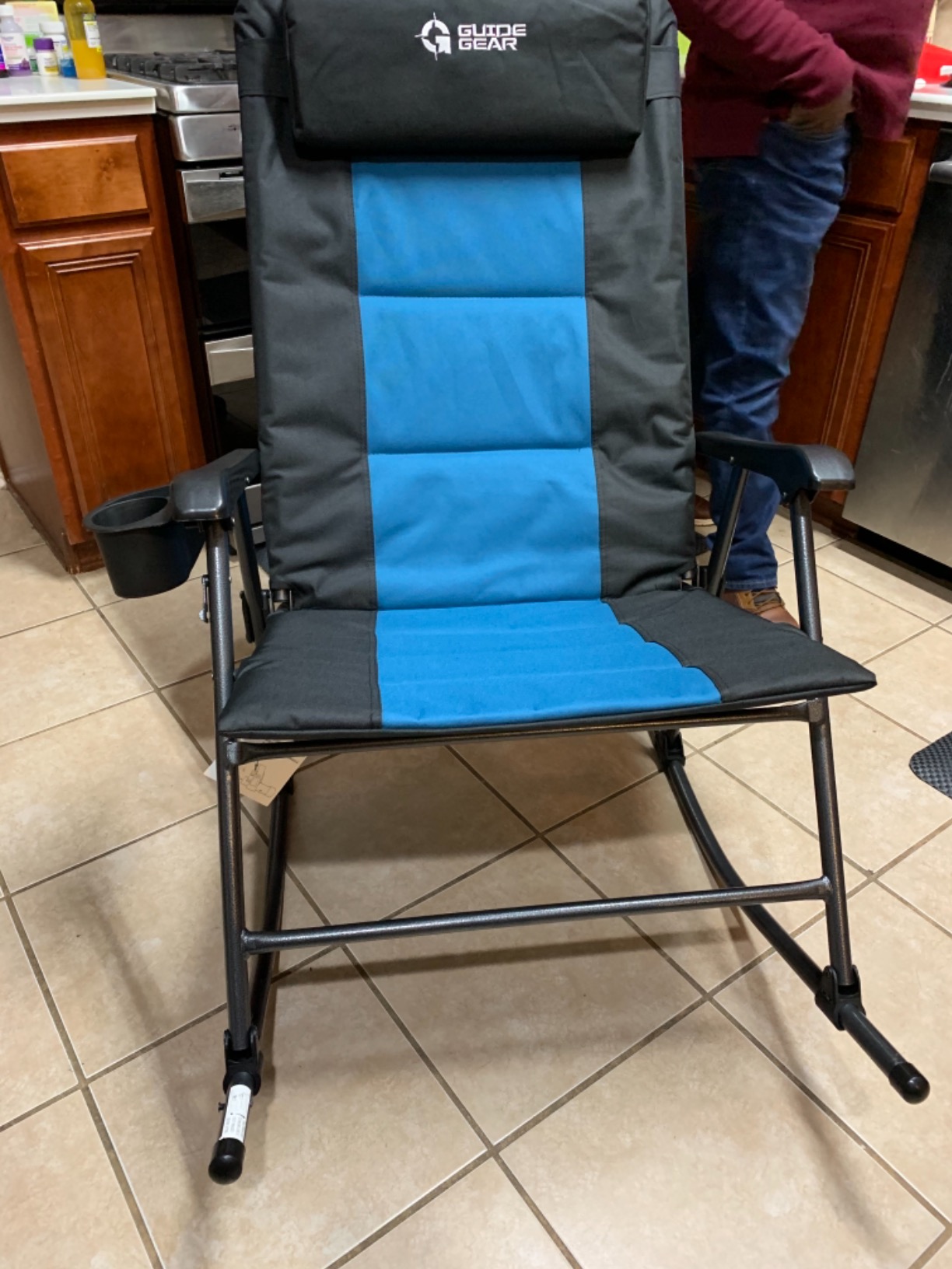 Guide Gear Oversized Rocking Camp Chair, Portable, Outdoor, Folding, 500 Pound Capacity Blue/Black customer photo 1