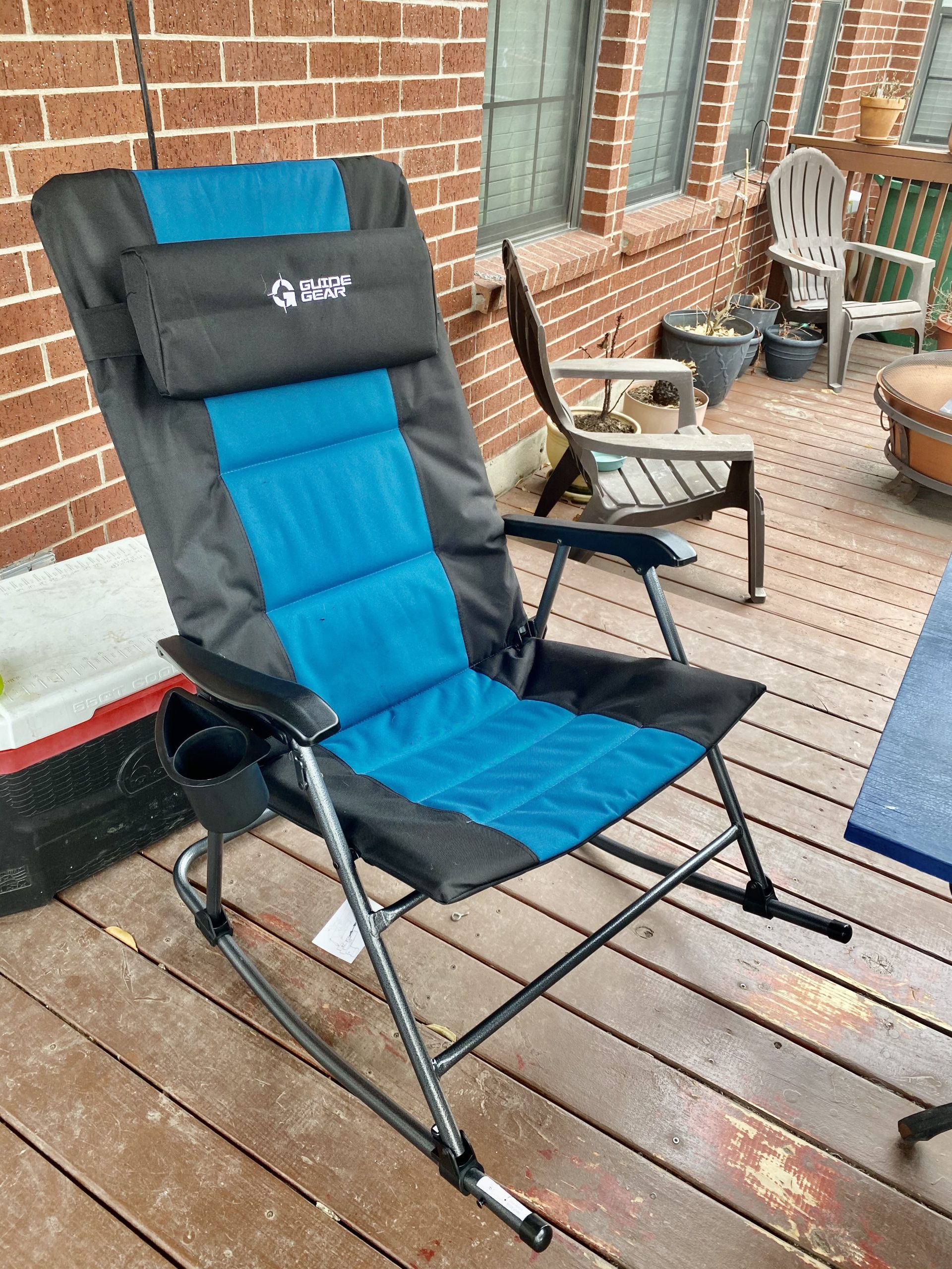 Guide Gear Oversized Rocking Camp Chair, Portable, Outdoor, Folding, 500 Pound Capacity Blue/Black customer photo 2