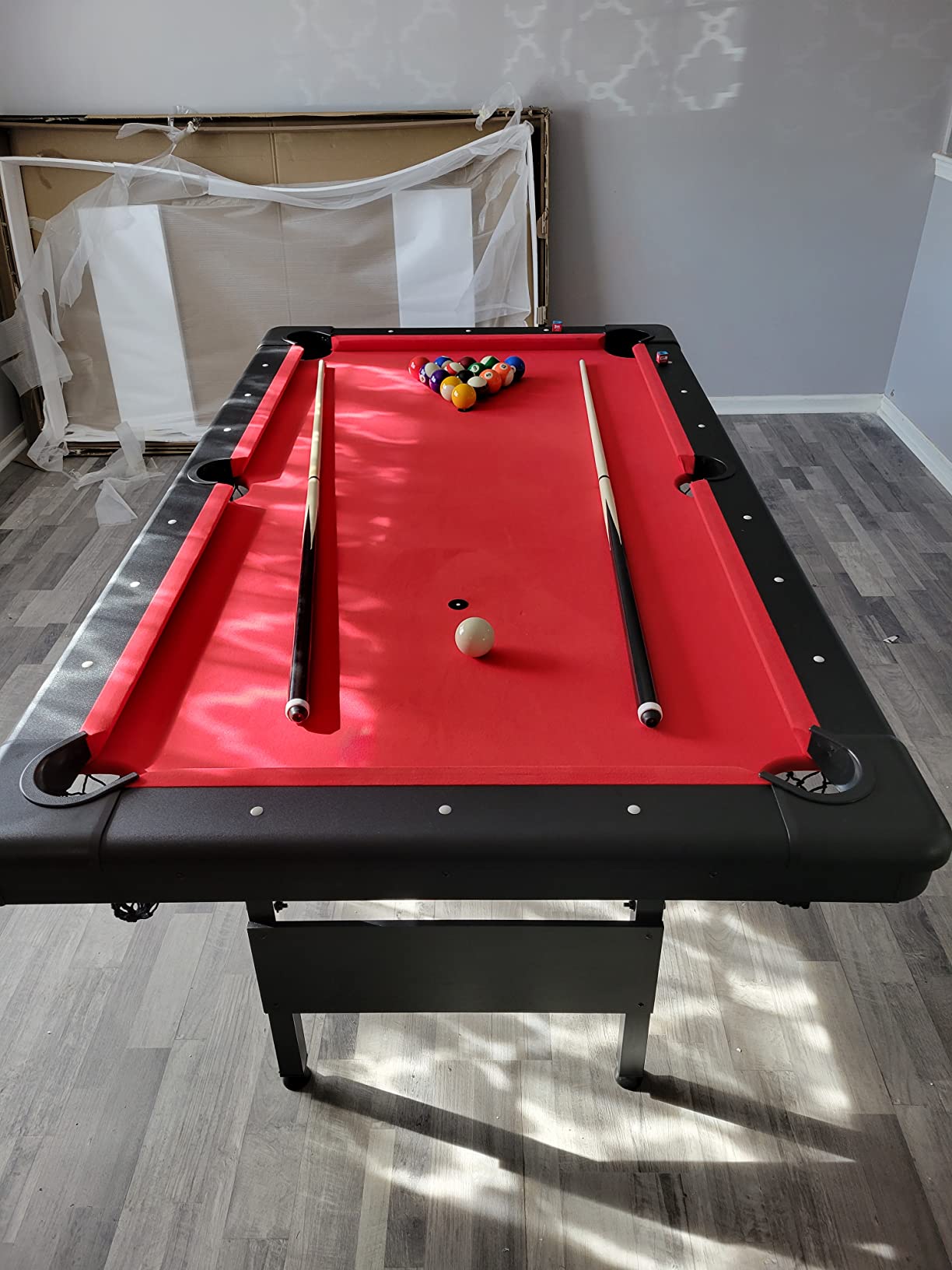 GoSports 6, 7, or 8 ft Billiards Tables - No Assembly, Choose Your Color - Portable Pool Table Includes Full Set of Balls, 2 Cue Sticks, Chalk and Felt Brush customer photo 2