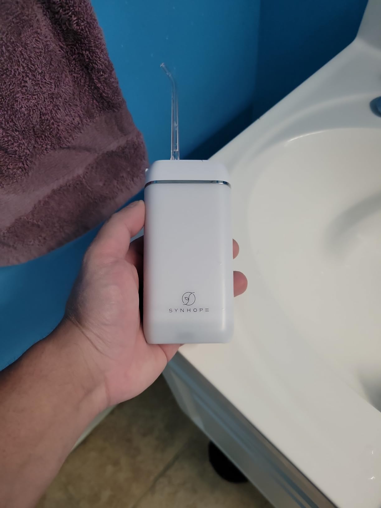 Water Flosser Mini Cordless Portable Oral Irrigator Water Teeth Cleaner Pick, Telescopic Water Tank, 3 Modes & IPX7 Waterproof, Home & Travel Water Floss for Teeth, Braces Bridges Care (White) customer photo 1