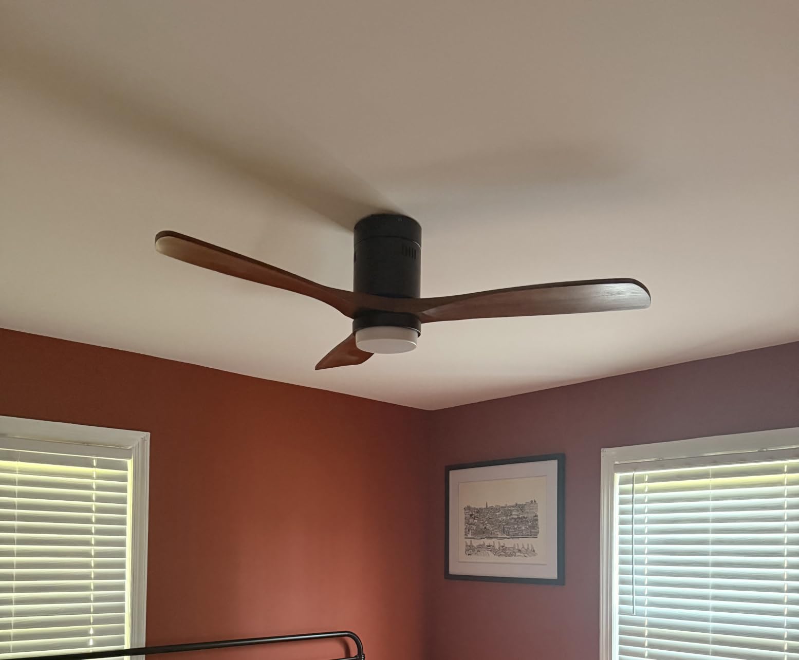 Sofucor 52 Inch Wood Ceiling Fans with Lights and Remote, Low Profile | Flush Mount, Quiet Reversible DC Motor, 3CCT Dimmable, 6 Speeds, Indoor/Outdoor/Bedroom/Living Room/Farmhouse/Patio, Brown customer photo 1
