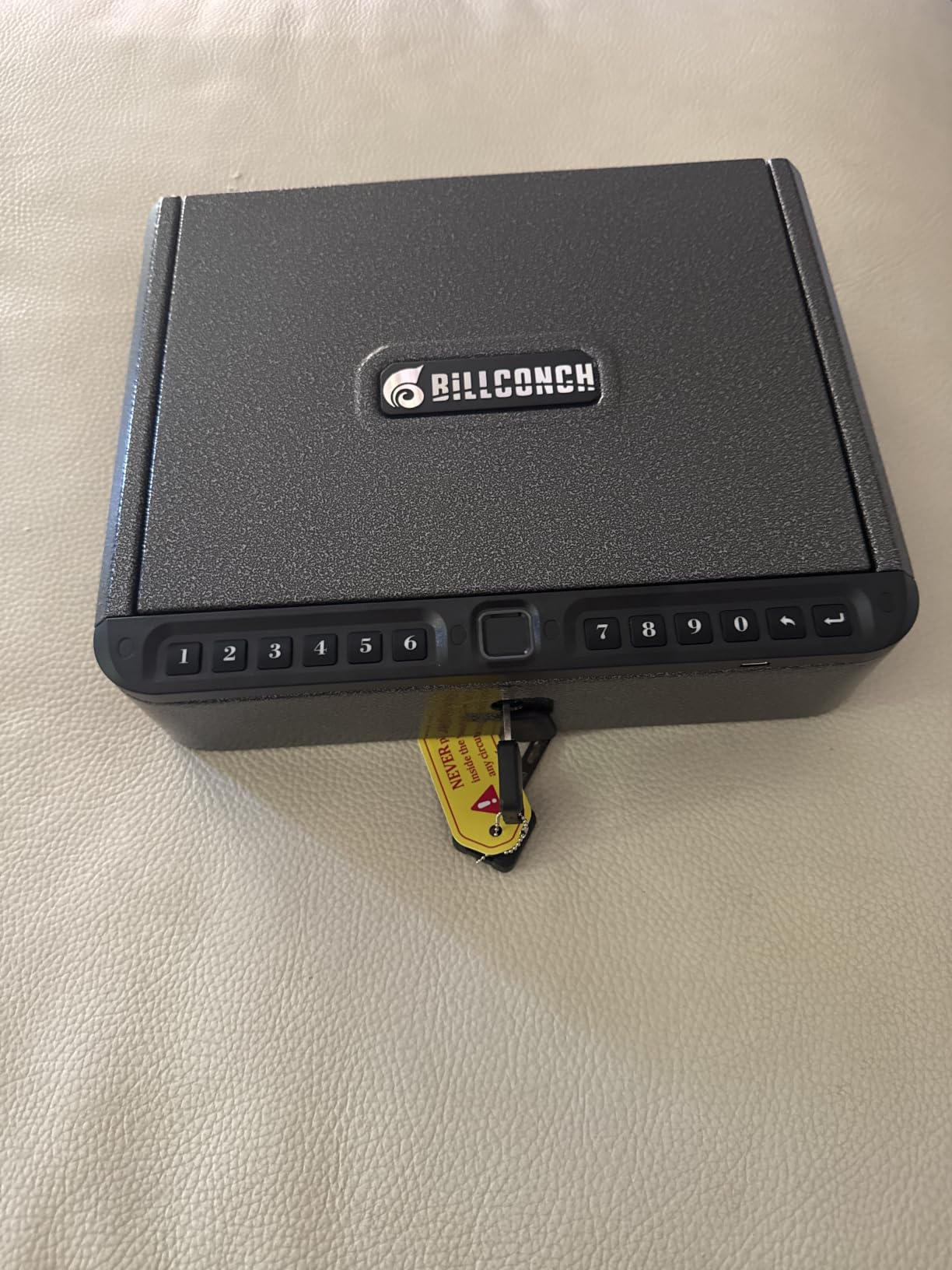 BILLCONCH Smart Gun Safe with Fingerprint, App, Keypad, LCD & Security Cable | Steel Handgun Safe with 4 Quick-Access Methods, Voice Guidance, Built-in LED Light, Ideal for Nightstand, Bedside and Home customer photo 1