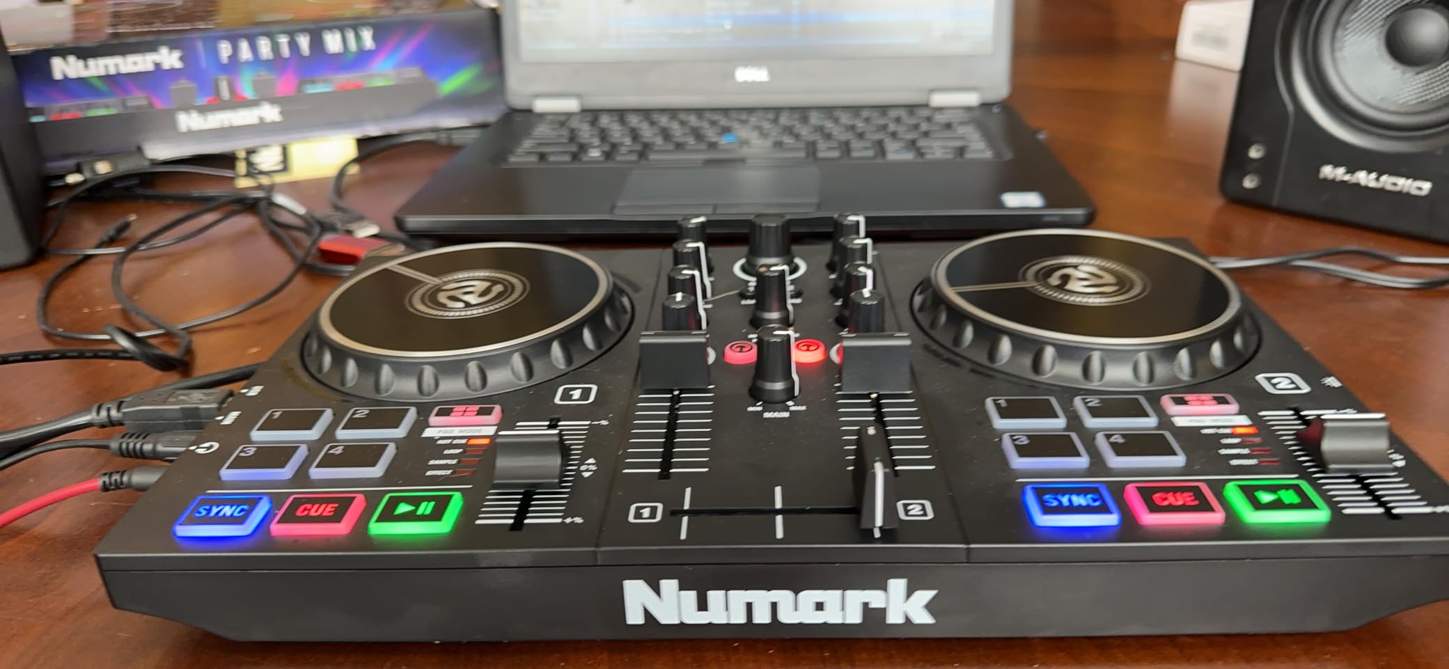 Numark Party Mix II DJ Controller with Built-in Lights | 2-Deck, DJ Mixer, Touch-Capacitive Wheels, Integrated Audio Interface, and Serato DJ Lite customer photo 1