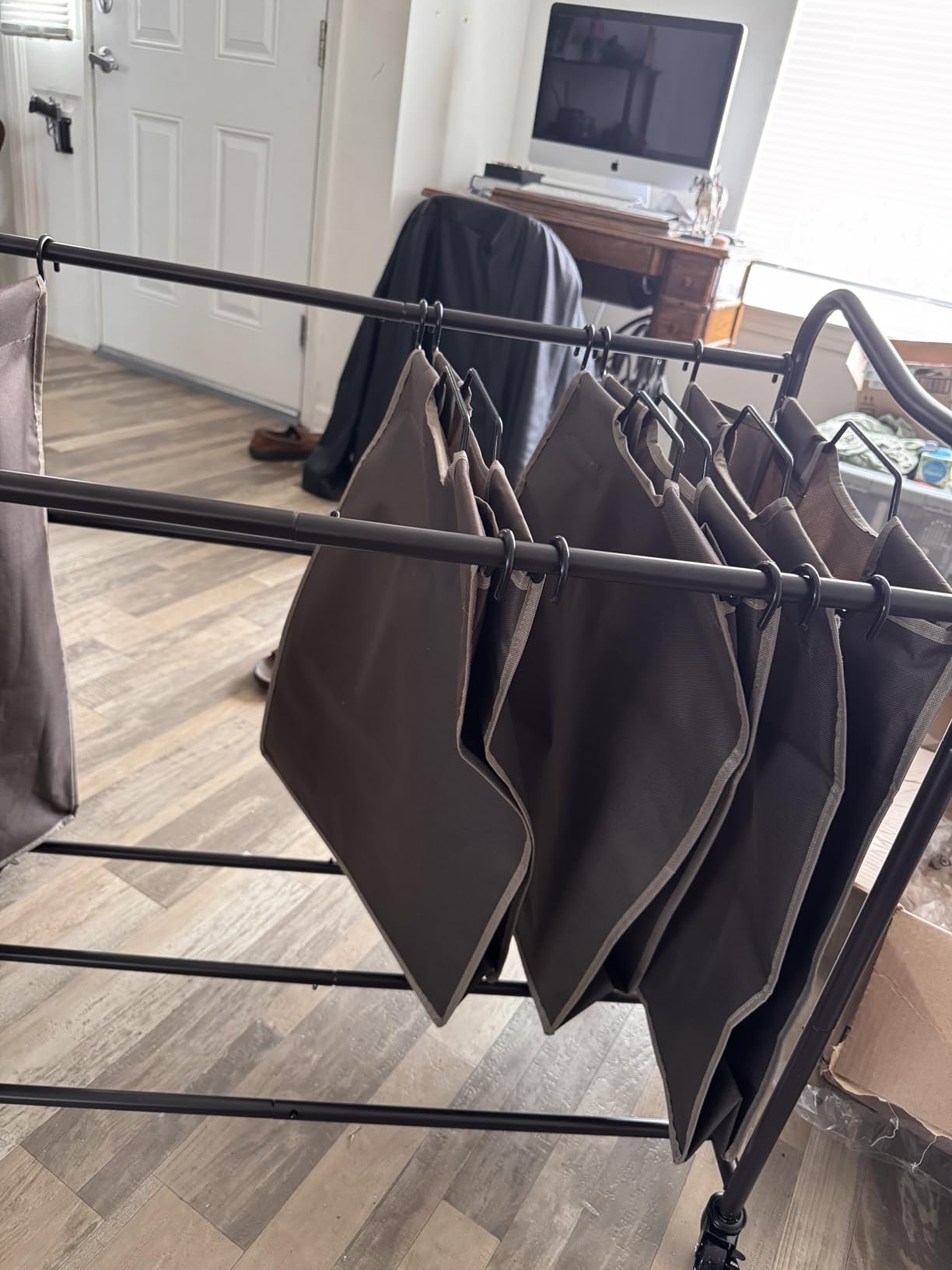 Simple Houseware 4-Bag Heavy Duty Laundry Sorter Rolling Cart, Dark Grey | Removable Bags and Lockable Wheels for Laundry Room Organization customer photo 1