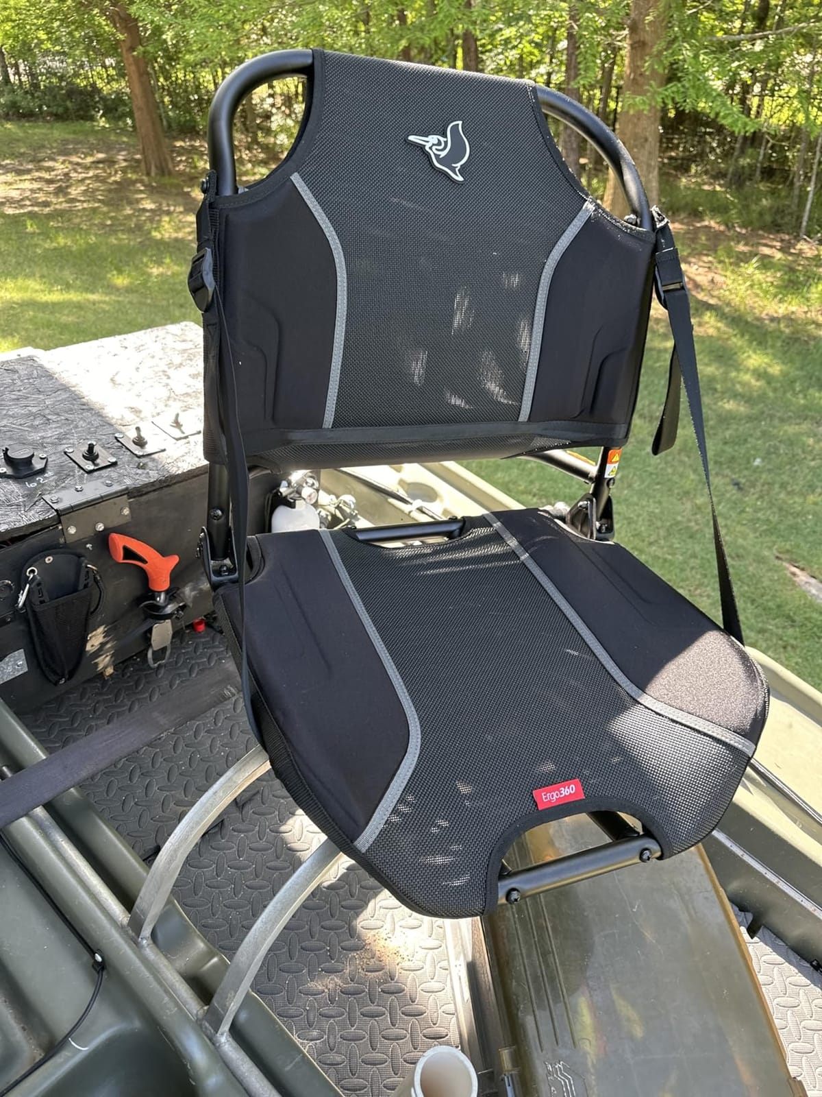 Pelican Ergo360 Swivel Boat Seat - Premium Fishing Seat - Adjustable Backrest - Bass Raider Compatible - Black customer photo 1