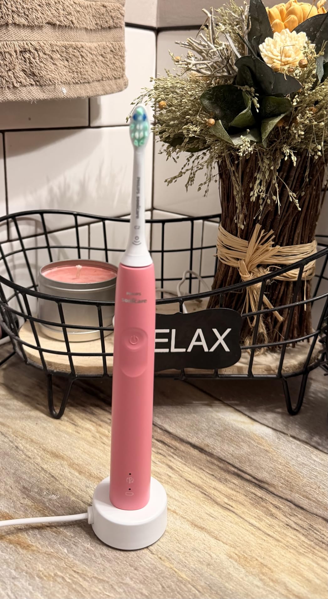 Philips Sonicare 4100 Series Electric Toothbrush - Sonic Toothbrush with Advanced Sonic Technology, Pressure Sensor, Two Intensity Settings, Smartimer & Quadpacer, Deep Pink, Model HX3681/26 customer photo 2
