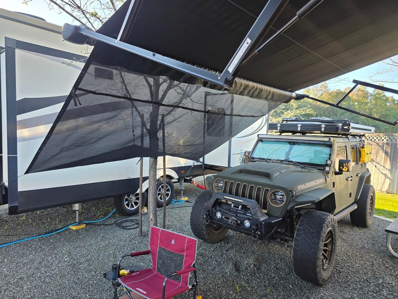 RV Awning Shade Screen with Zipper 8'X15'3'' -Second Generation RV Awning Screen Significantly Improves Shadew and Privacy.Universal RV Awning Sun Shade Screen with Complete Kits customer photo 1