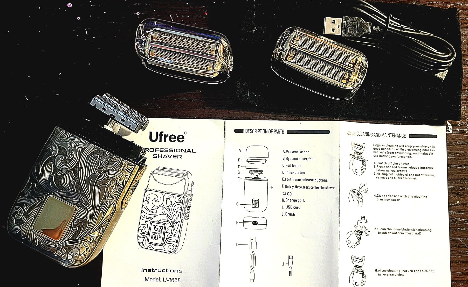 Ufree Foil Shaver for Men, Electric Razor, Face Shaver | Handles 1-2 mm Stubble, 3-Speed Motor for Coarse Thick Hair, Works on Face and Head, Type-C LED Display, Replaceable Foil customer photo 2