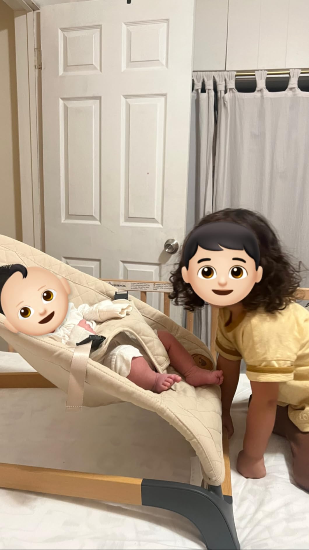 ANGELBLISS Baby Bouncer Seat for Infants, Portable Bouncy Seat, Beige | Natural vibrations, soft fabric, ergonomic support, easy-clean cover, foldable frame, and newborn-friendly comfort customer photo 2