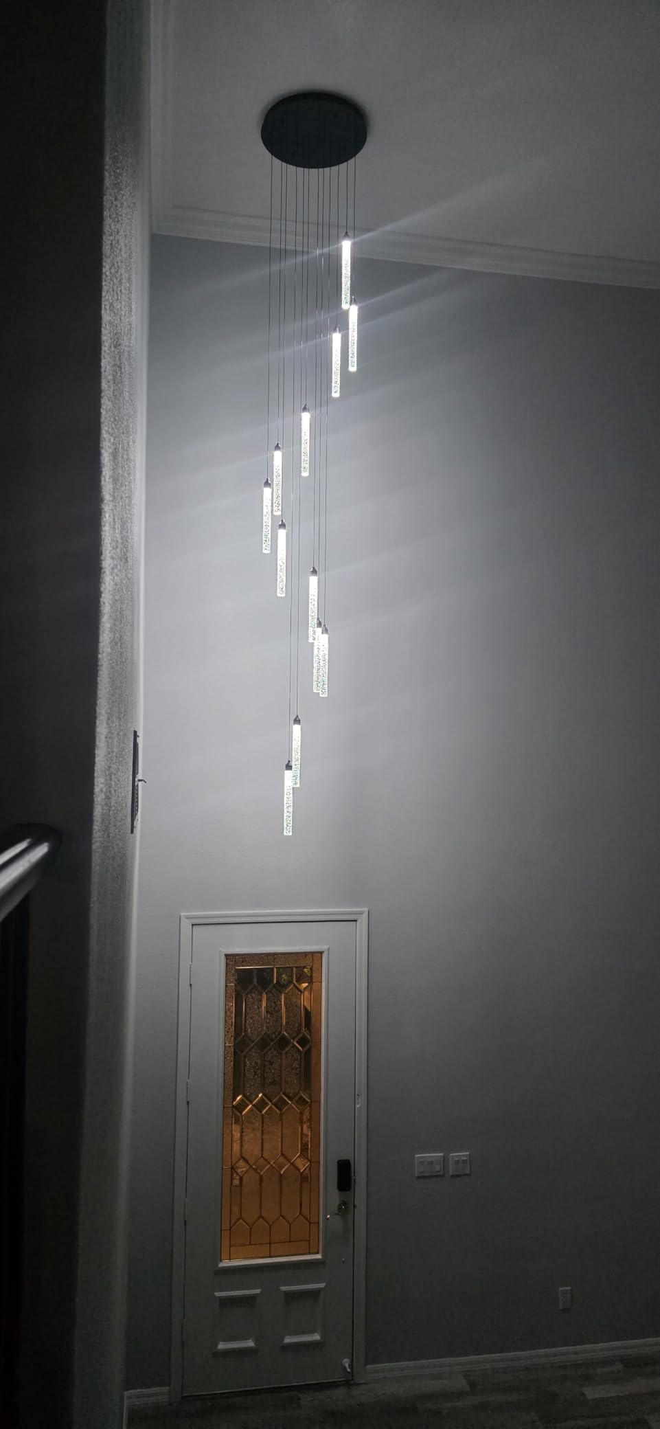 12-Lights Modern Chandeliers for Entryway LED Dimmable Long Lights Fixture Crystal Chandeliers customer photo 1